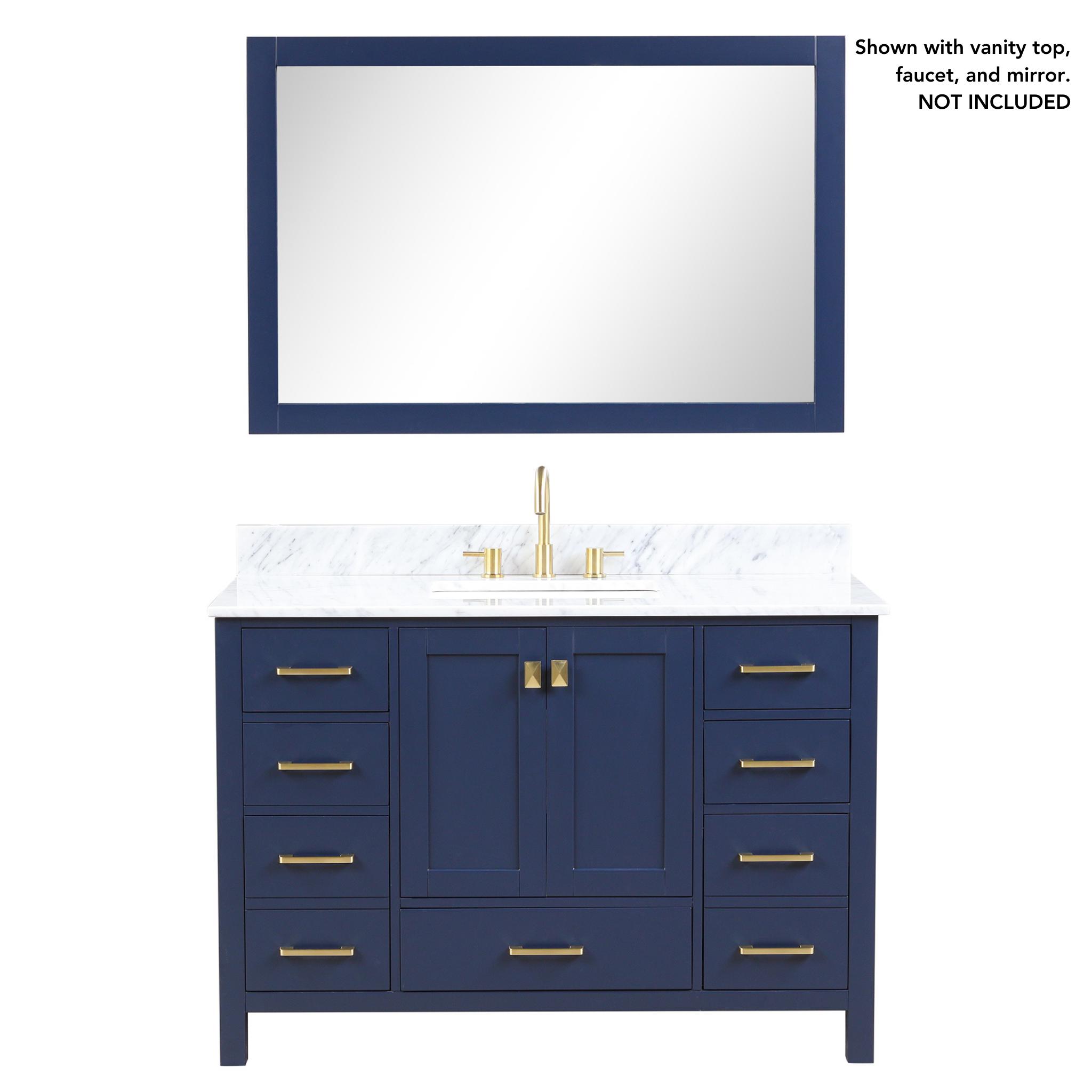 Blossom, Blossom Geneva 48" 2-Door 9-Drawer Navy Blue Freestanding Solid Wood Double Vanity Base