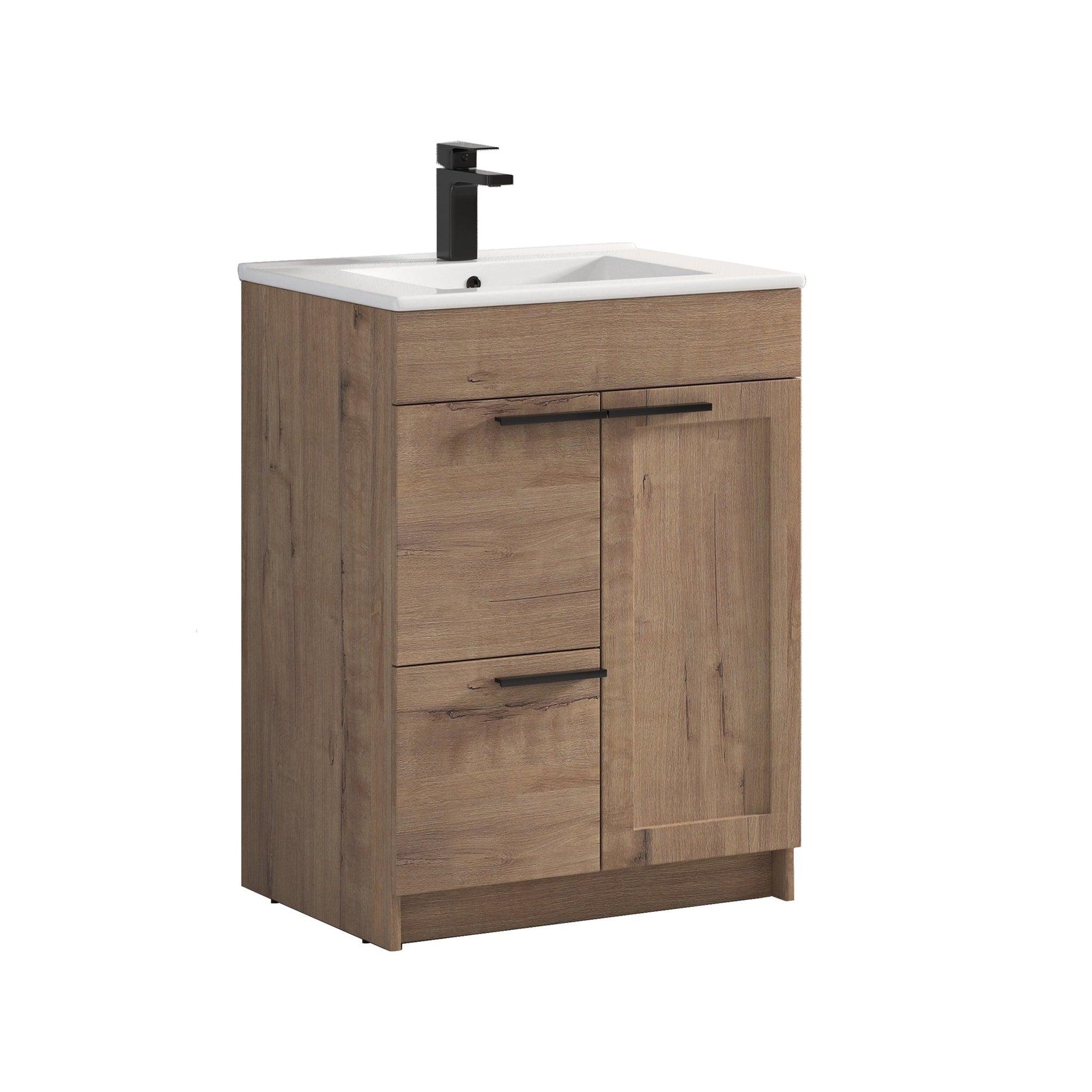 Blossom, Blossom Hanover 24" 2-Door 1-Drawer Classic Oak Freestanding Single Vanity Base