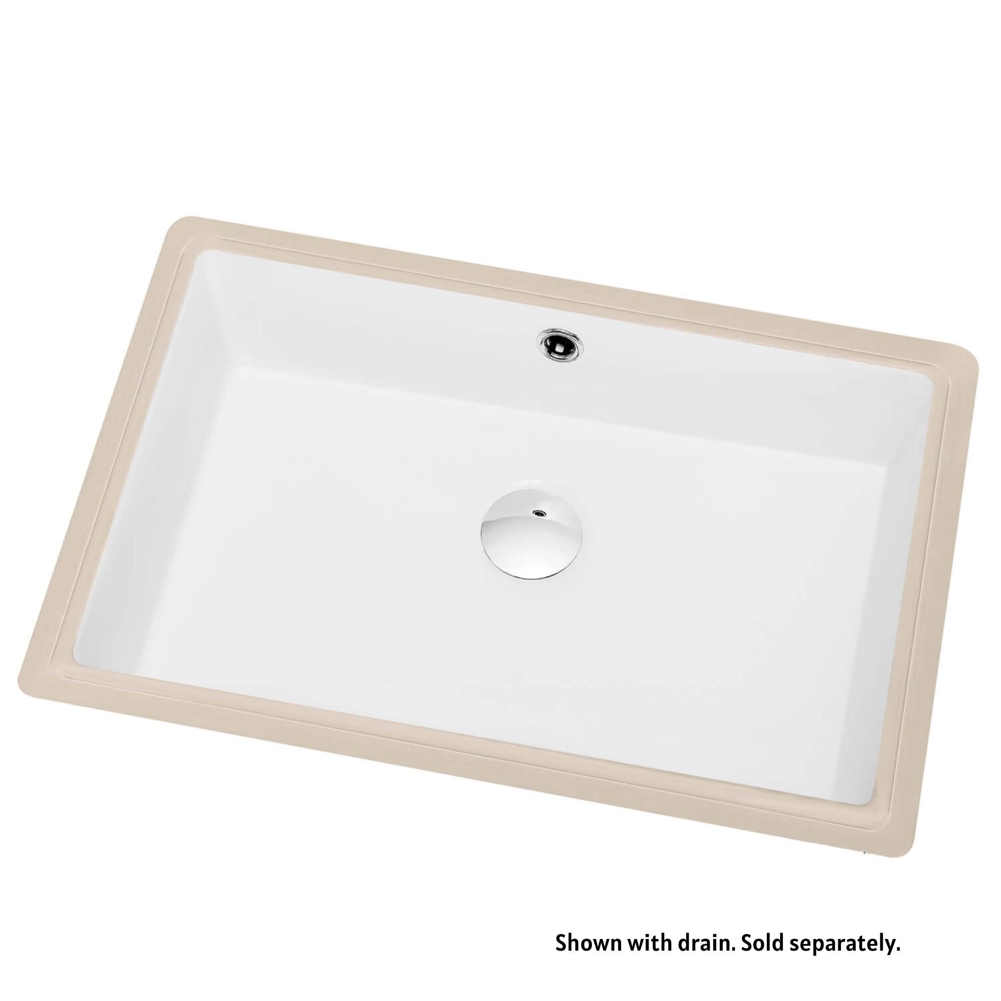 Blossom, Blossom Monaco 21" x 14" White Ceramic Undermount Rectangle Sink With Overflow