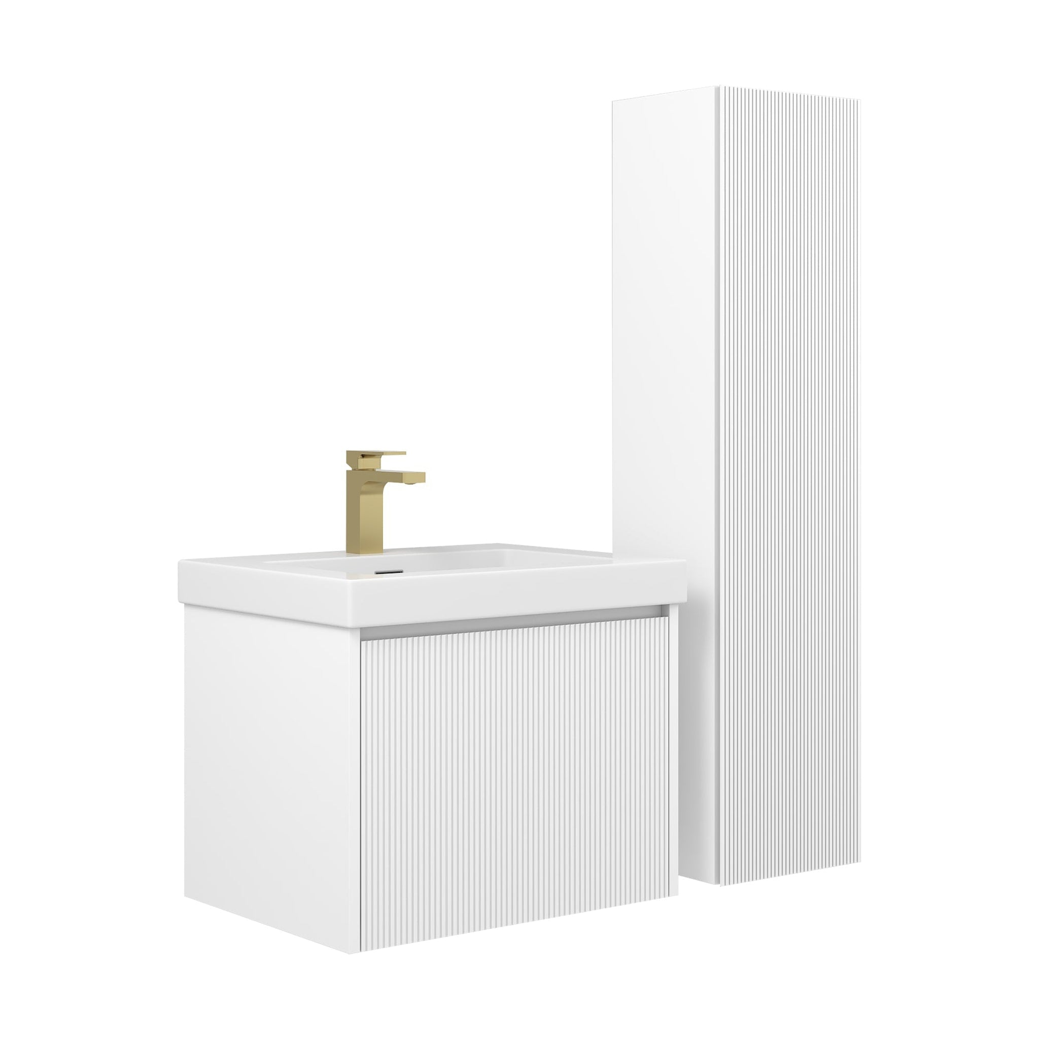 Blossom, Blossom Positano 24" 1-Drawer Matte White Wall-Mounted Single Vanity Base