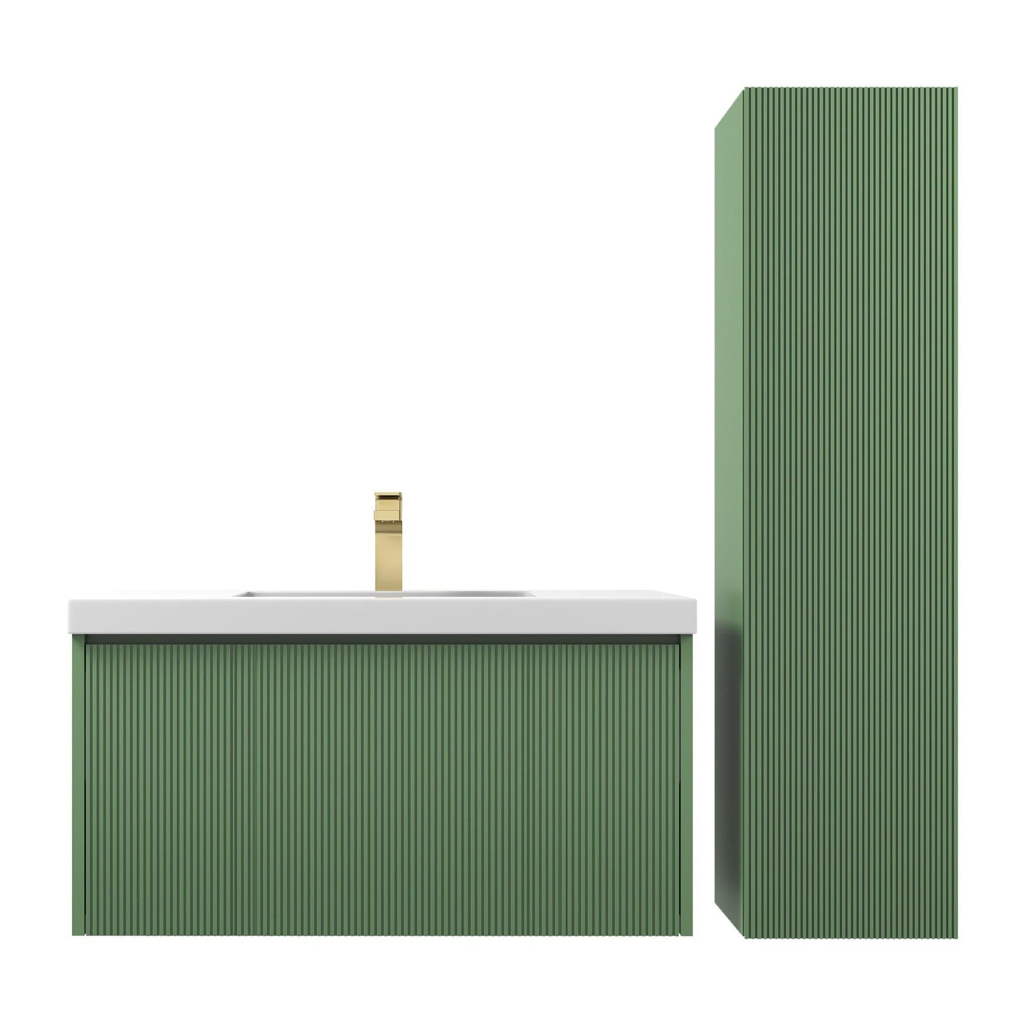 Blossom, Blossom Positano 36" 1-Drawer Aventurine Green Wall-Mounted Single Vanity Base