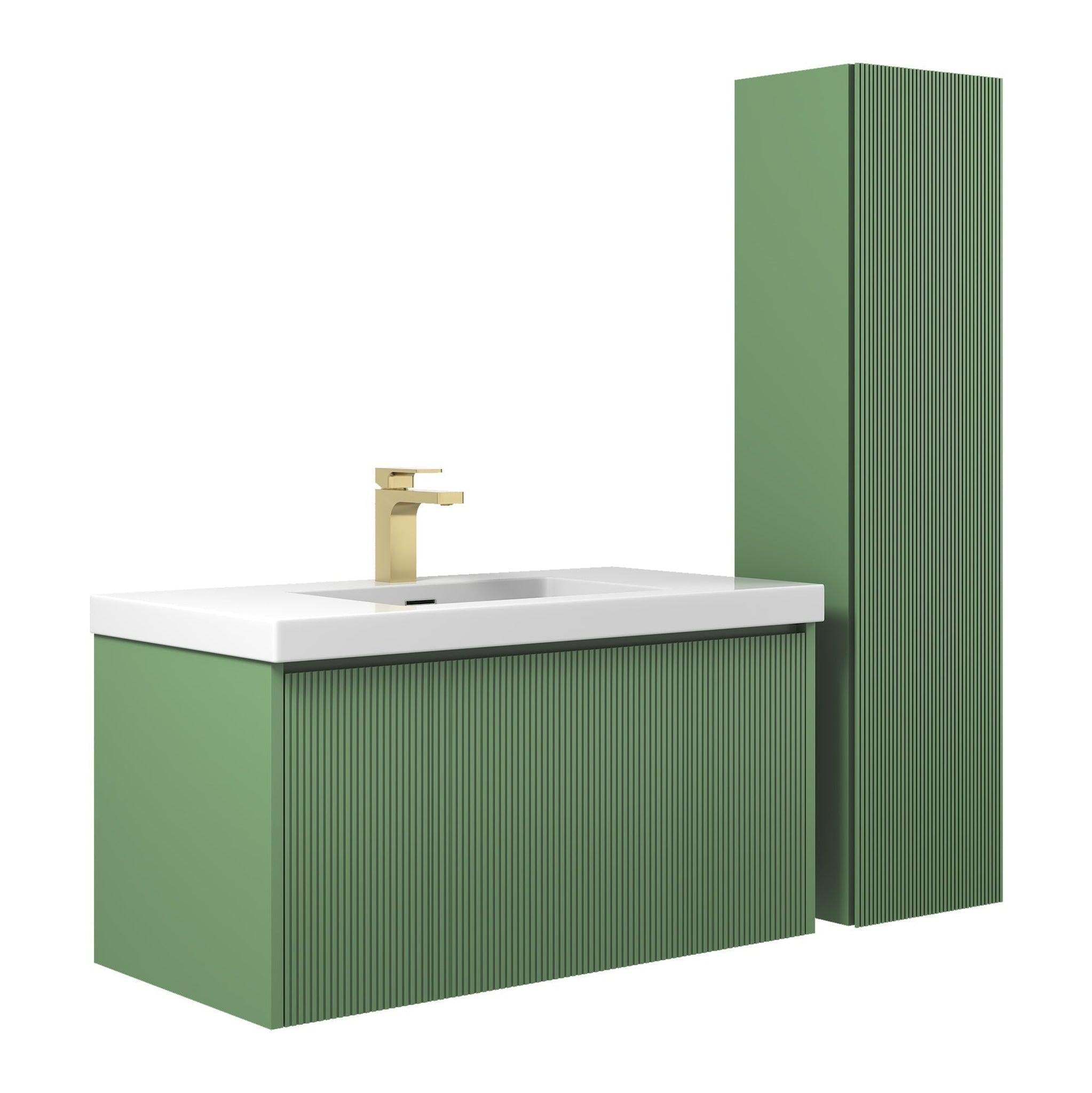 Blossom, Blossom Positano 36" 1-Drawer Aventurine Green Wall-Mounted Single Vanity Base