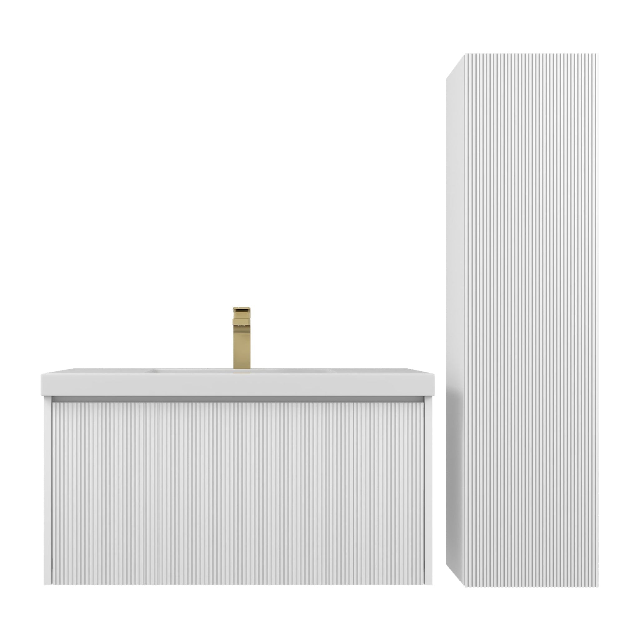 Blossom, Blossom Positano 36" 1-Drawer Matte White Wall-Mounted Single Vanity Base