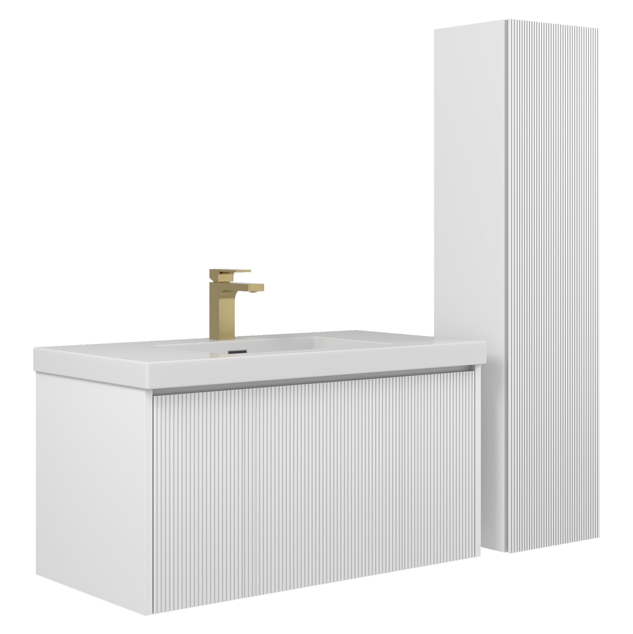 Blossom, Blossom Positano 36" 1-Drawer Matte White Wall-Mounted Single Vanity Base