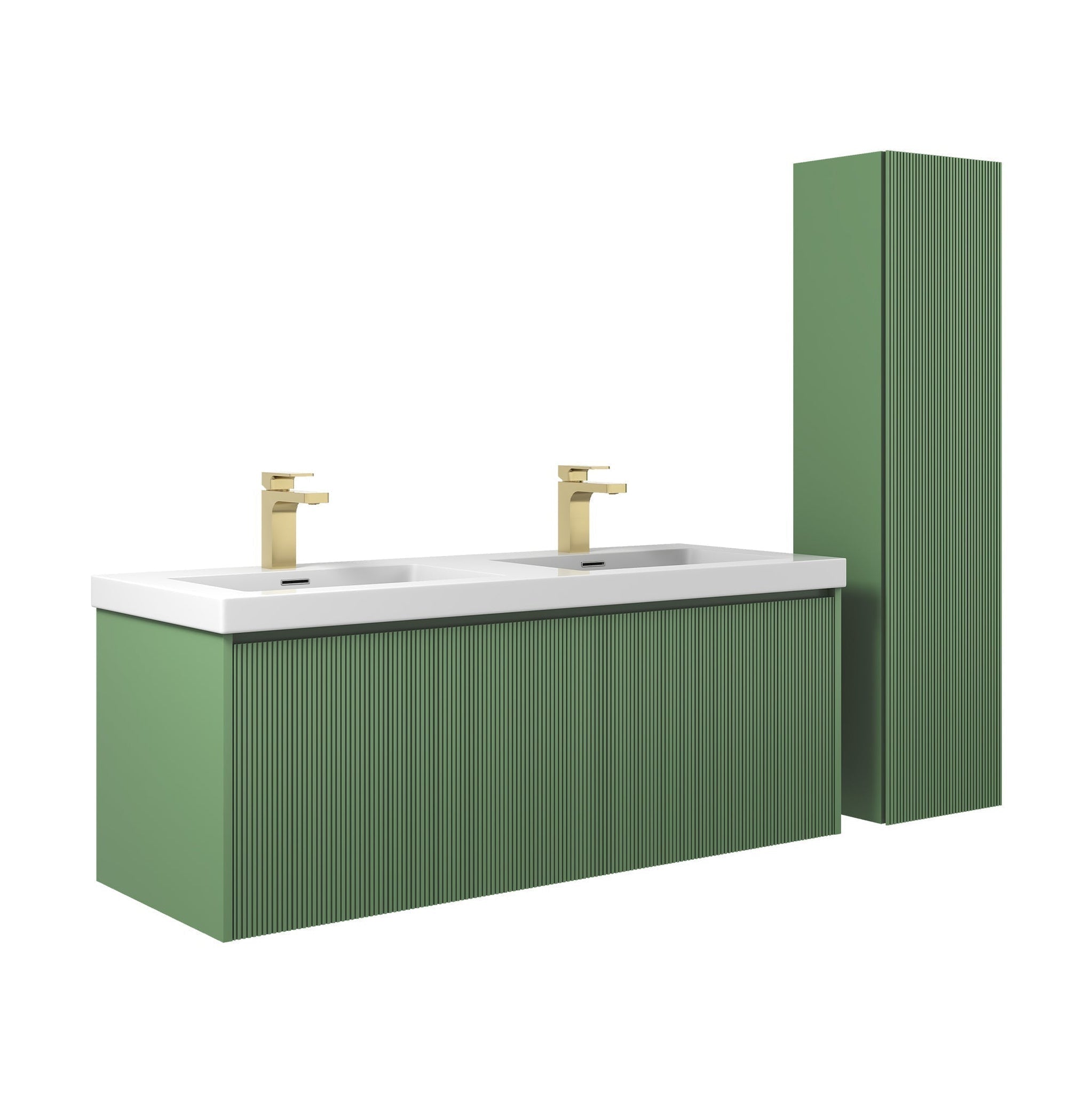 Blossom, Blossom Positano 48" 1-Drawer Aventurine Green Wall-Mounted Double Vanity Base