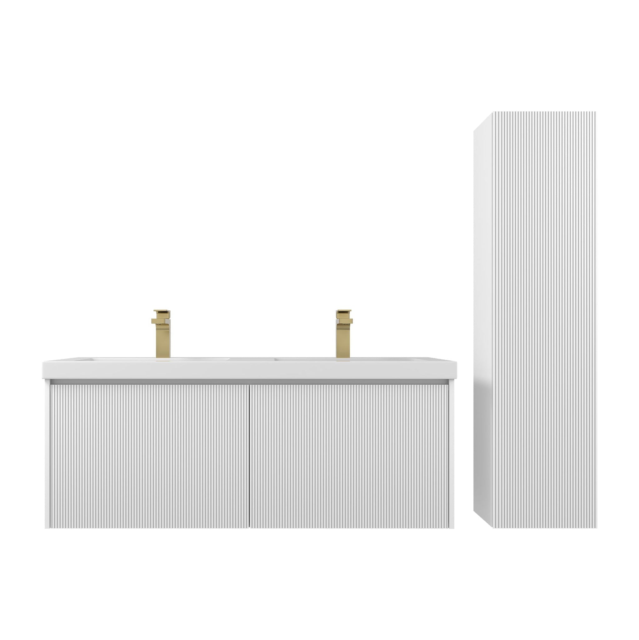 Blossom, Blossom Positano 48" 1-Drawer Matte White Wall-Mounted Double Vanity Base