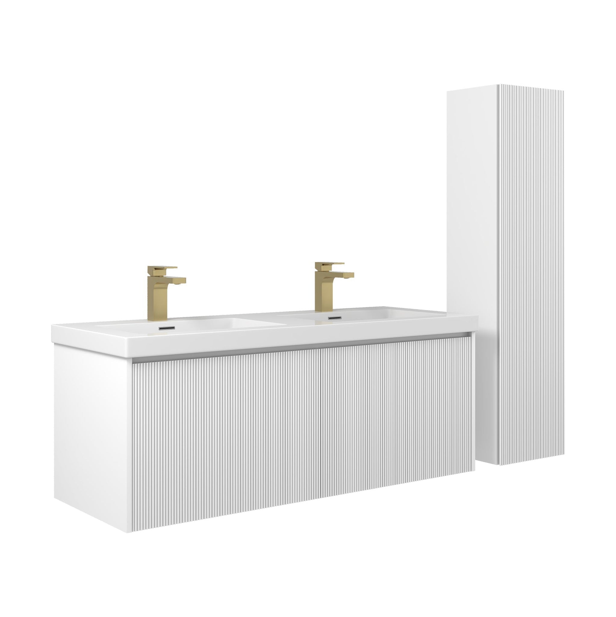 Blossom, Blossom Positano 48" 1-Drawer Matte White Wall-Mounted Double Vanity Base