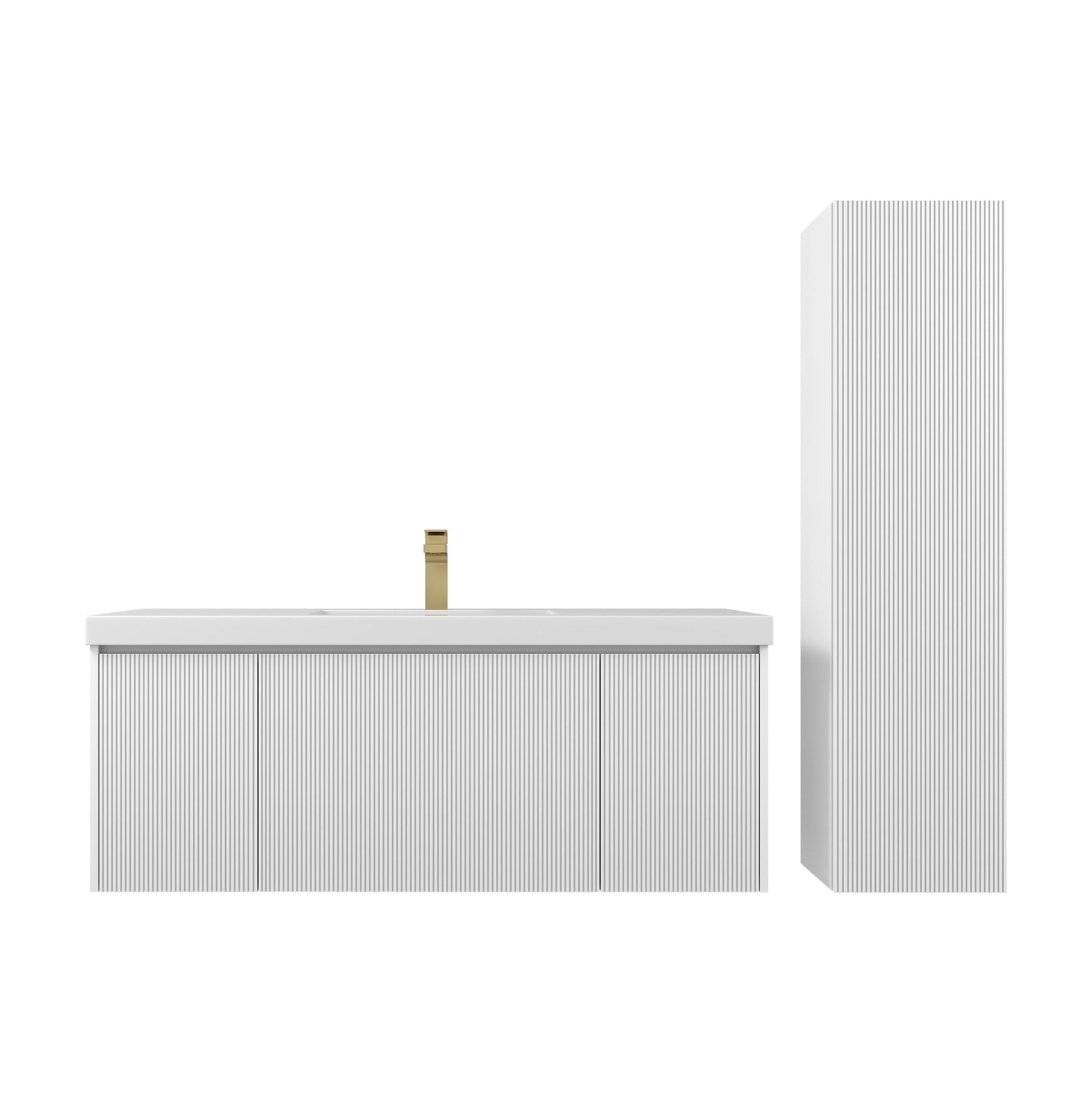 Blossom, Blossom Positano 48" 1-Drawer Matte White Wall-Mounted Single Vanity Base