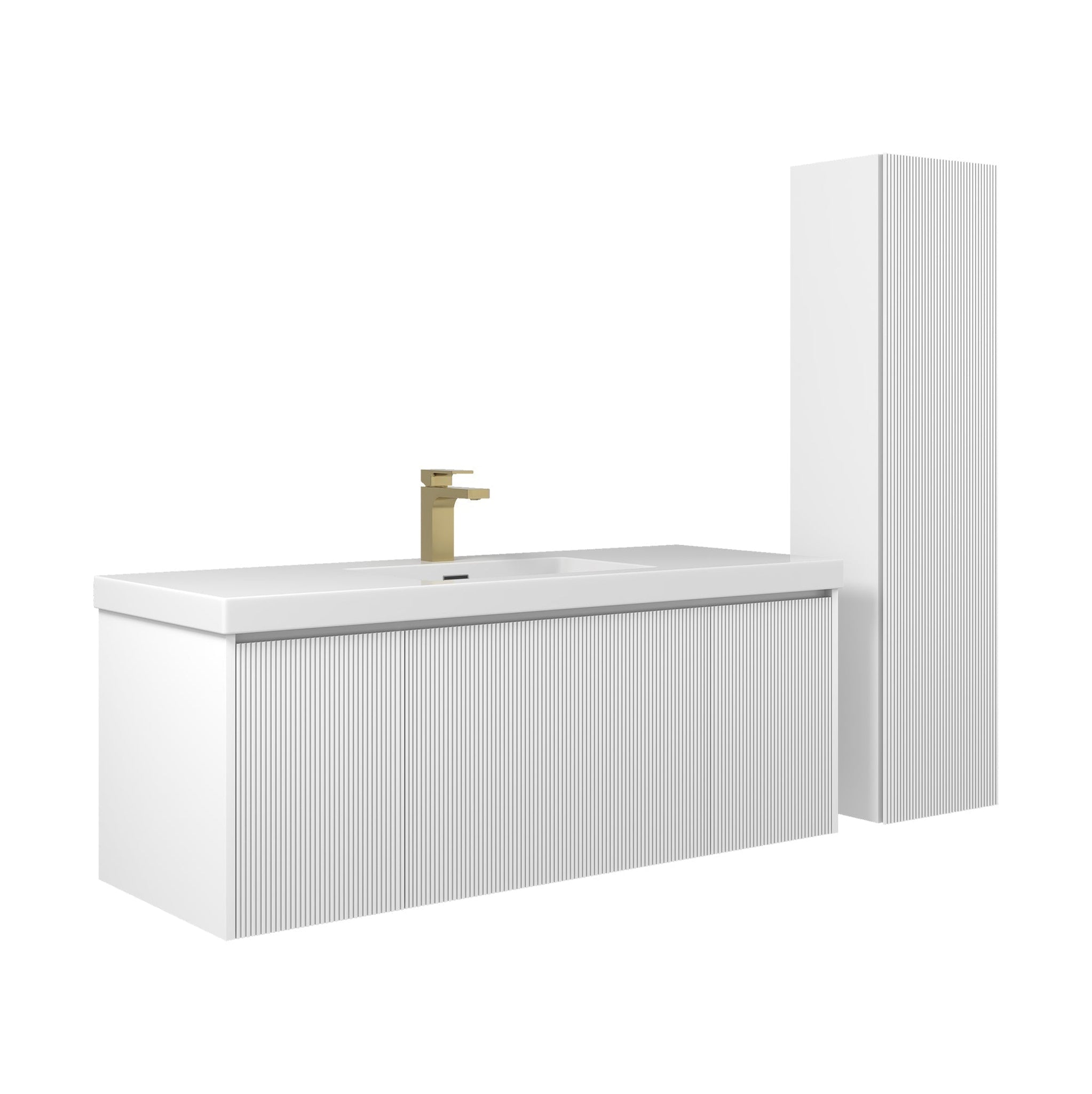 Blossom, Blossom Positano 48" 1-Drawer Matte White Wall-Mounted Single Vanity Base