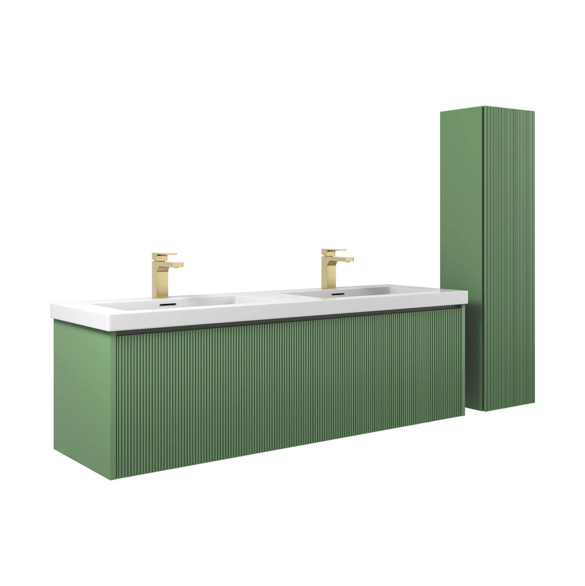 Blossom, Blossom Positano 60" 1-Drawer Aventurine Green Wall-Mounted Double Vanity Base