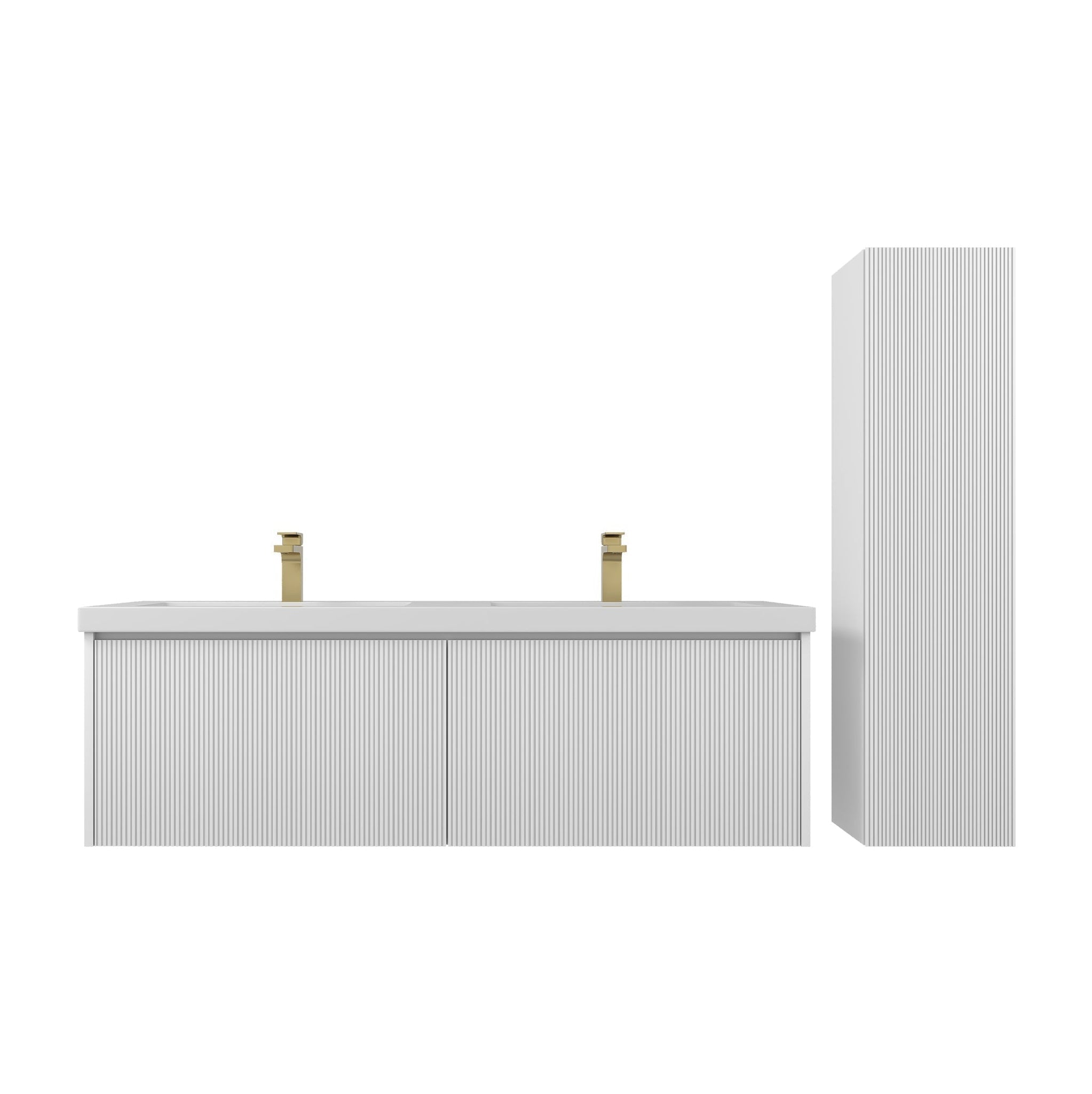 Blossom, Blossom Positano 60" 1-Drawer Matte White Wall-Mounted Double Vanity Base