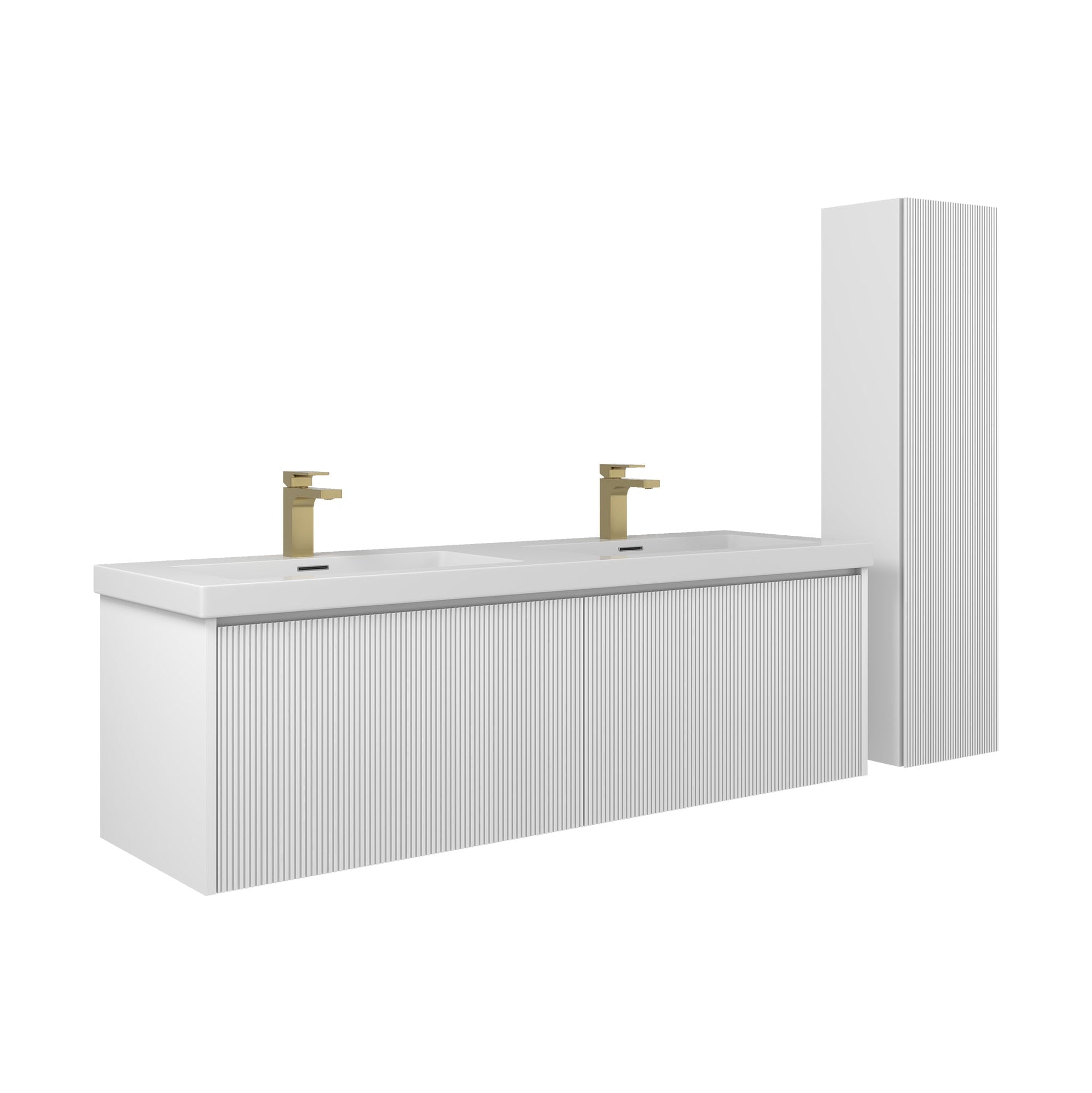 Blossom, Blossom Positano 60" 1-Drawer Matte White Wall-Mounted Double Vanity Base