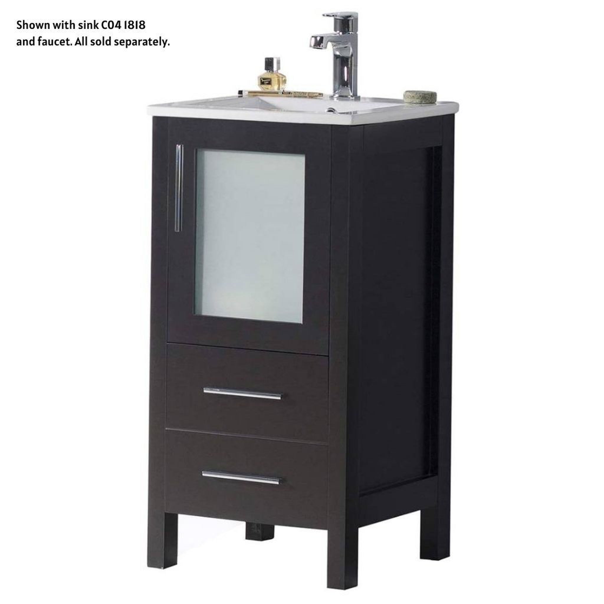 Blossom, Blossom Sydney 16" 1-Drawer 1-Door Espresso Freestanding Vanity Base