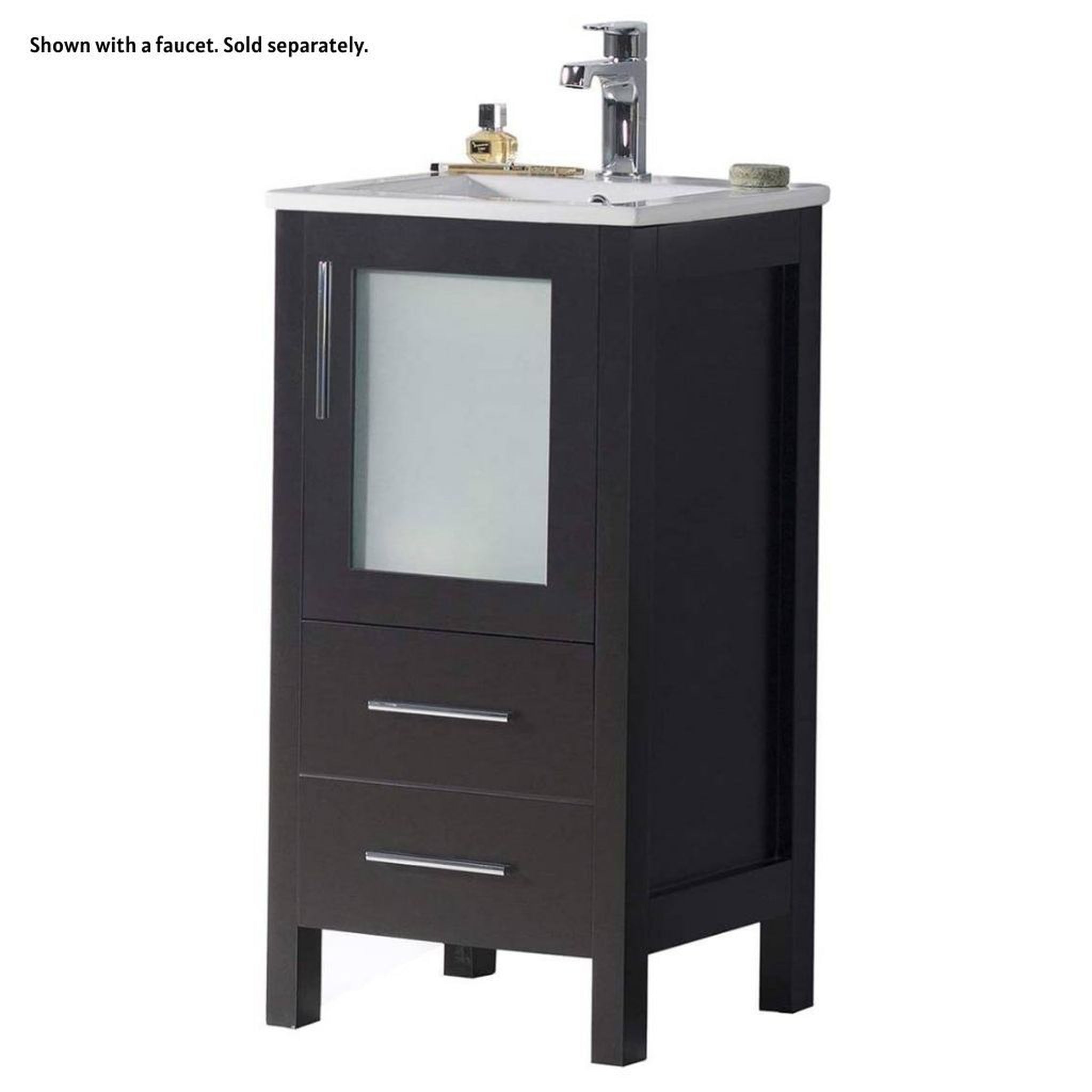 Blossom, Blossom Sydney 16" 1-Drawer 1-Door Espresso Freestanding Vanity Set With Ceramic Drop-In Single Sink