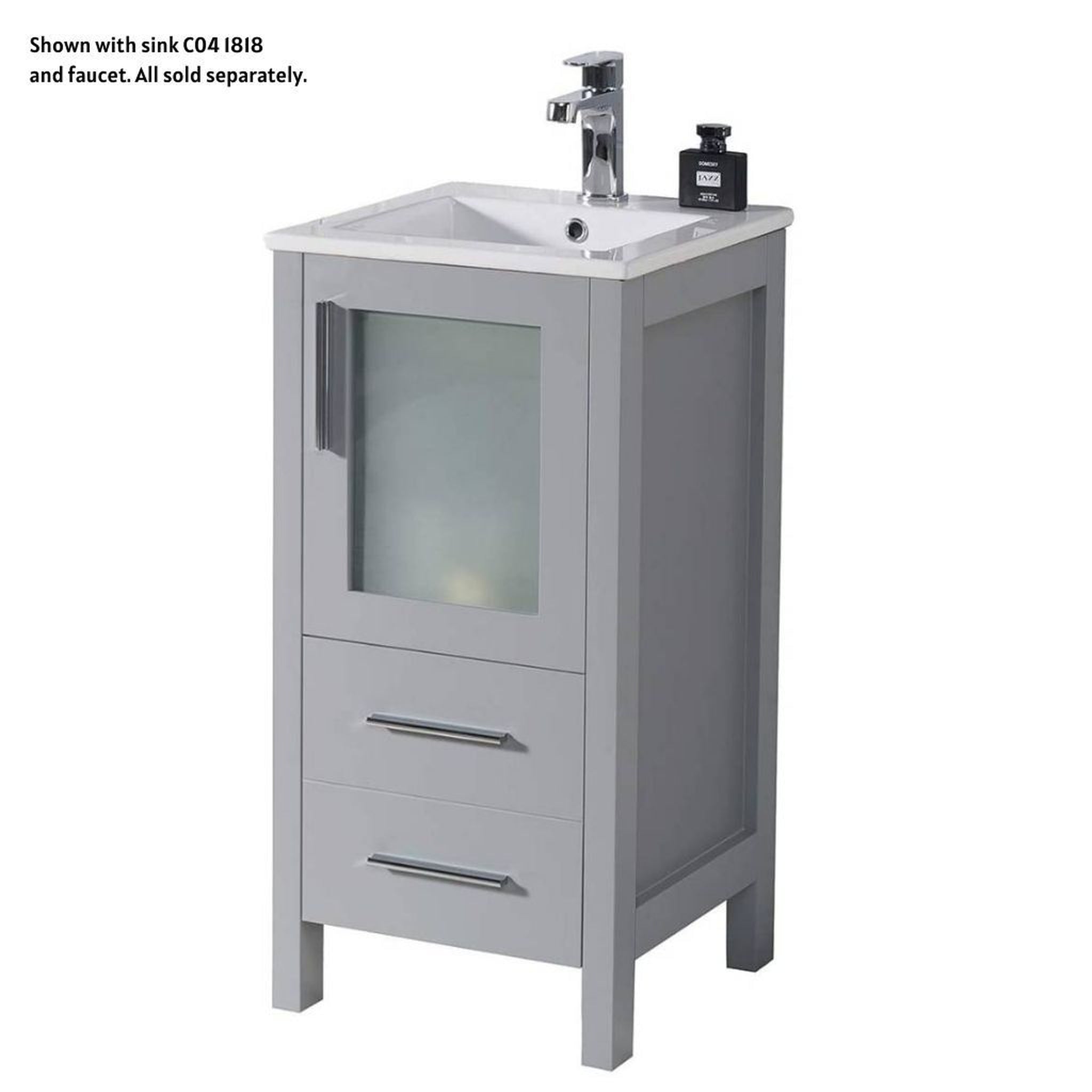 Blossom, Blossom Sydney 16" 1-Drawer 1-Door Metal Gray Freestanding Vanity Base