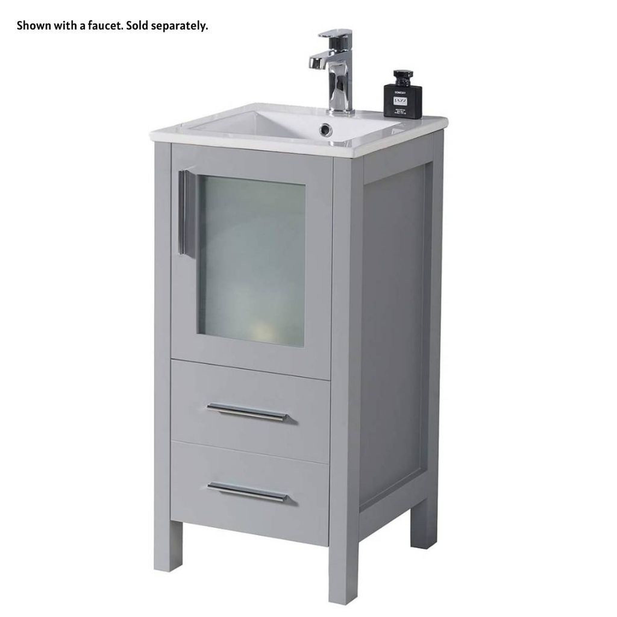 Blossom, Blossom Sydney 16" 1-Drawer 1-Door Metal Gray Freestanding Vanity Set With Ceramic Drop-In Single Sink