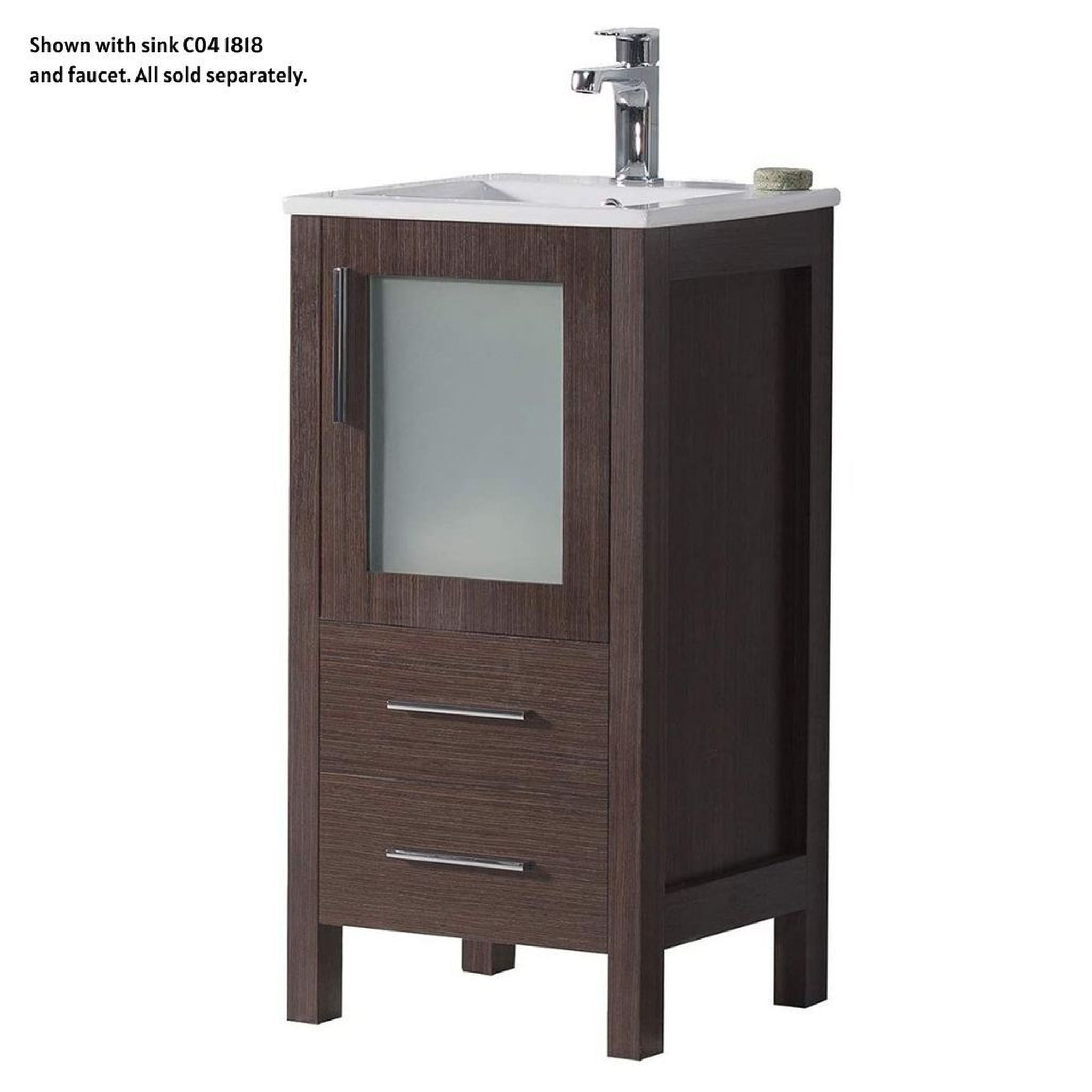 Blossom, Blossom Sydney 16" 1-Drawer 1-Door Wenge Freestanding Vanity Base