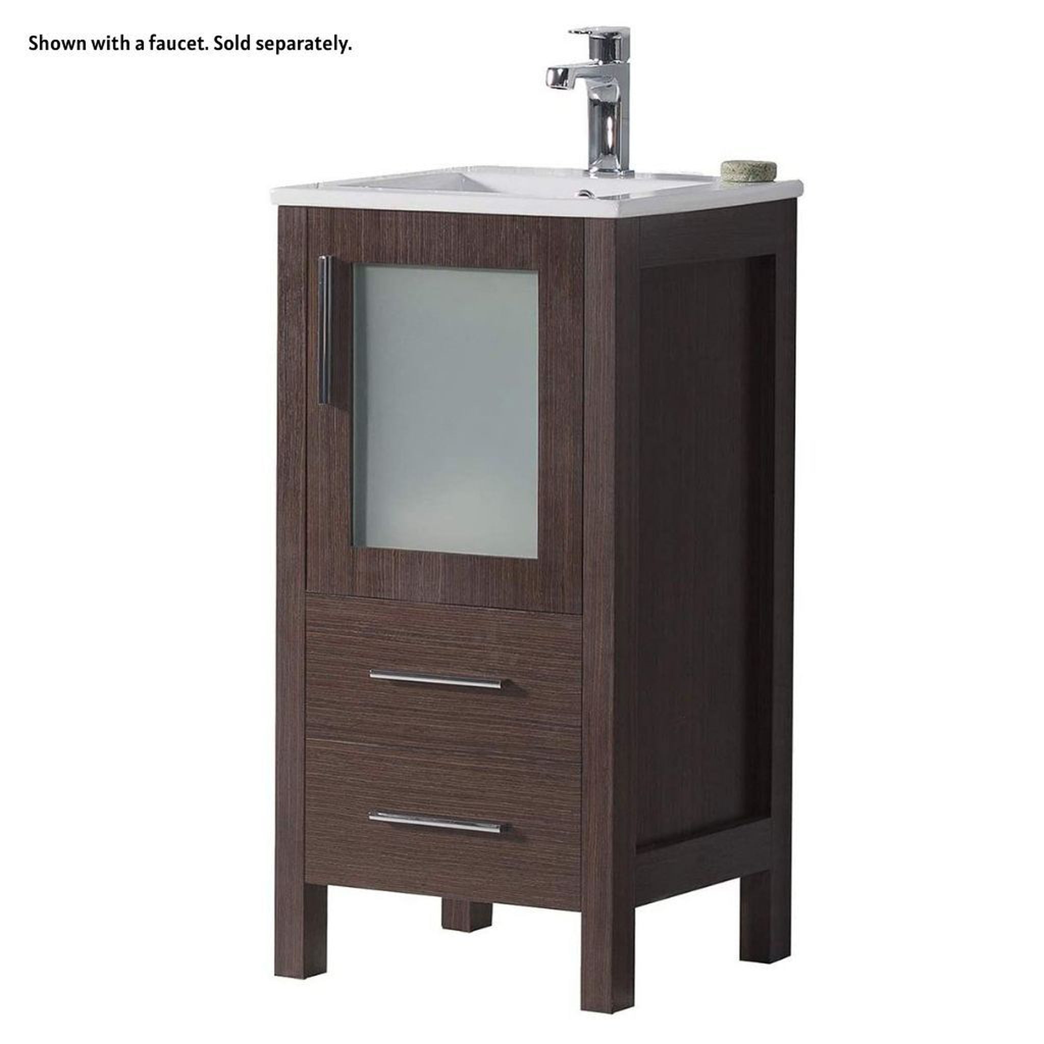 Blossom, Blossom Sydney 16" 1-Drawer 1-Door Wenge Freestanding Vanity Set With Ceramic Drop-In Single Sink