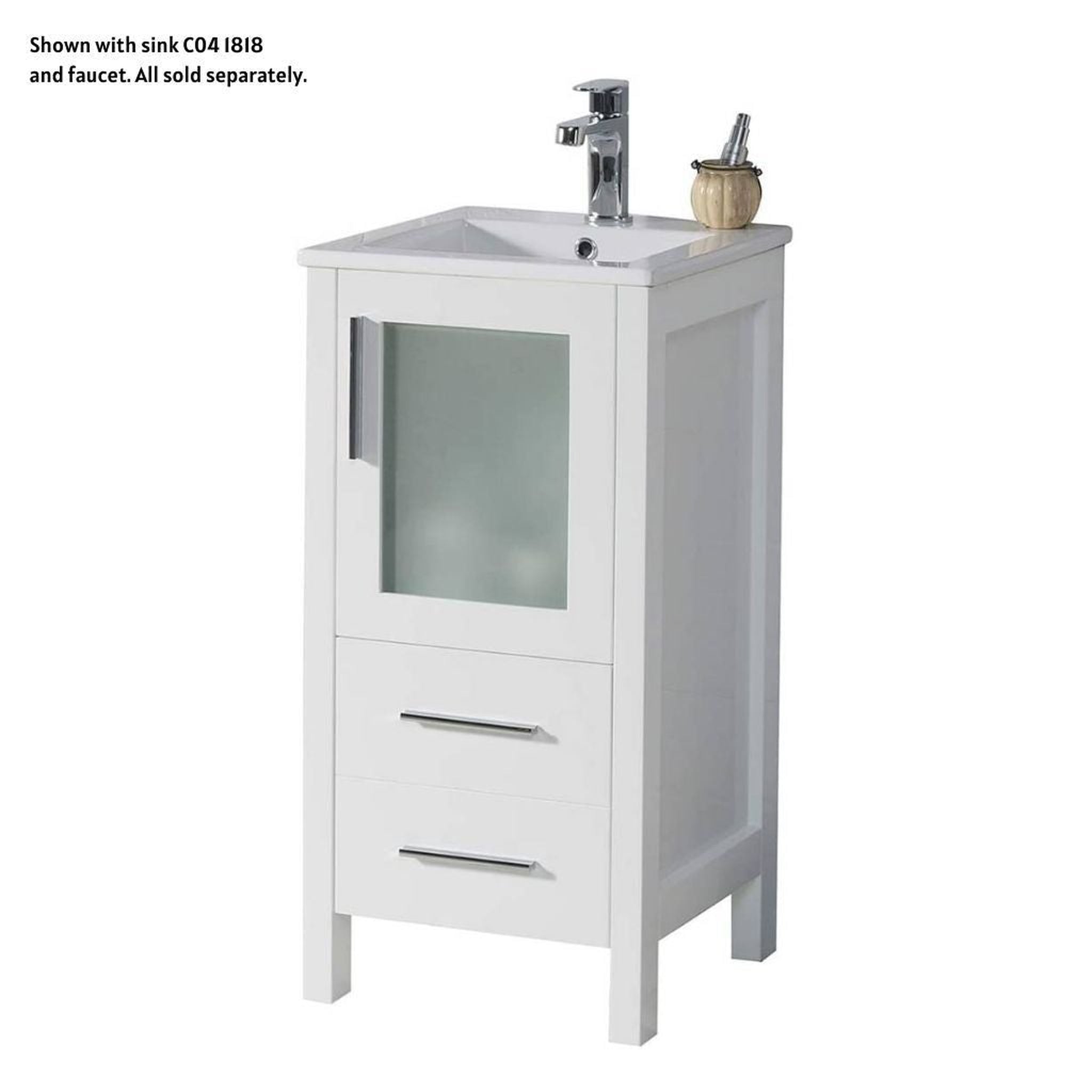 Blossom, Blossom Sydney 16" 1-Drawer 1-Door White Freestanding Vanity Base