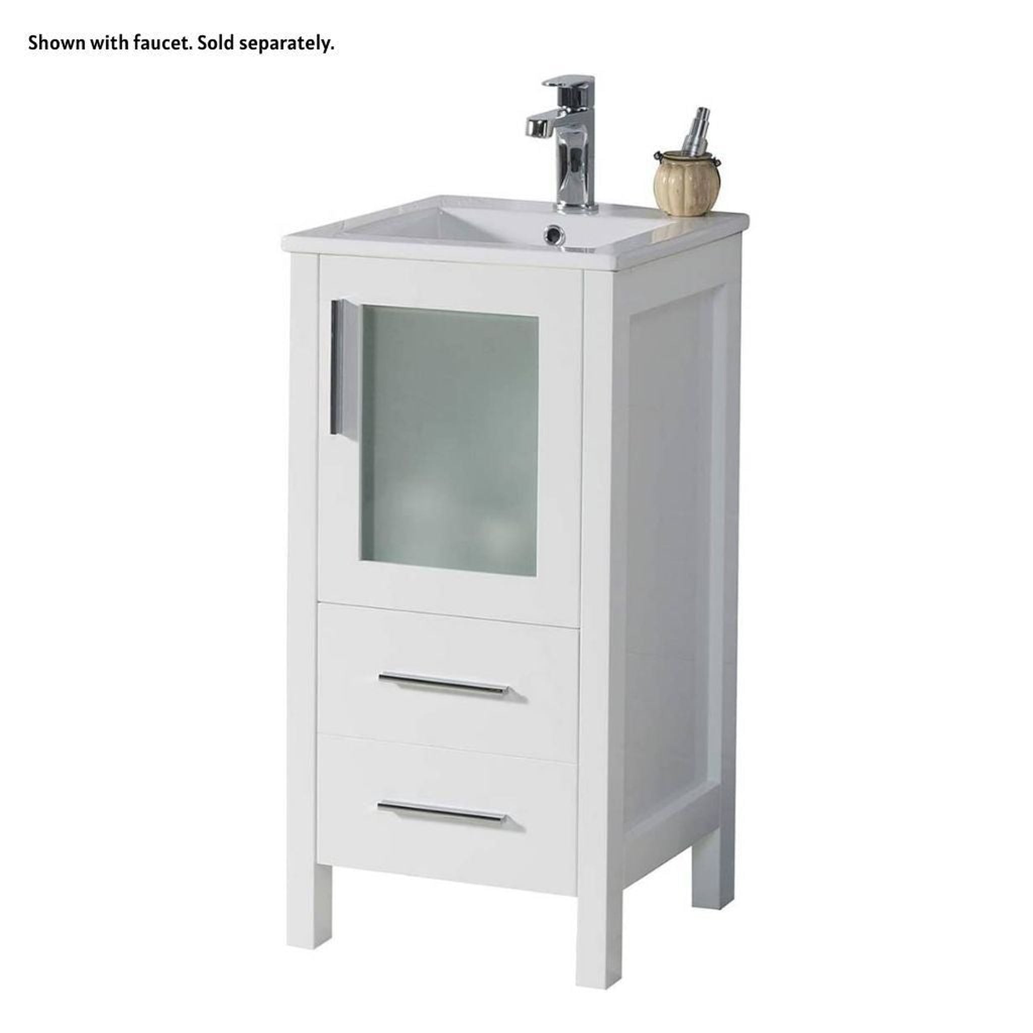 Blossom, Blossom Sydney 16" 1-Drawer 1-Door White Freestanding Vanity Set With Ceramic Drop-In Single Sink