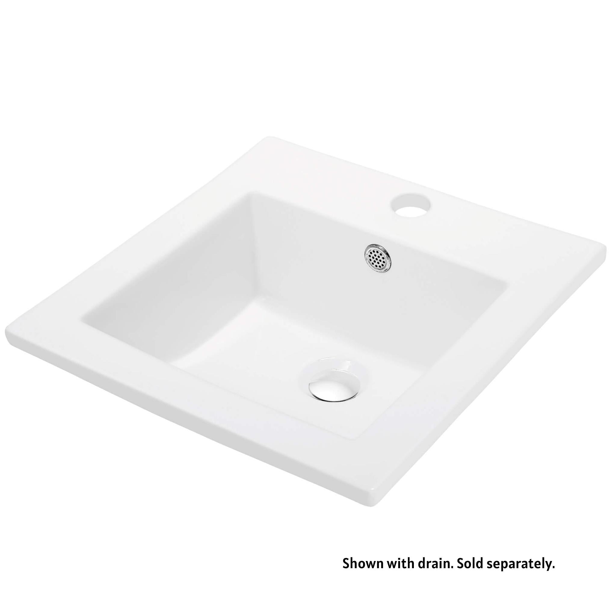 Blossom, Blossom Sydney 16" x 16" White Square Ceramic Vanity Top With Integrated Single Sink And Overflow