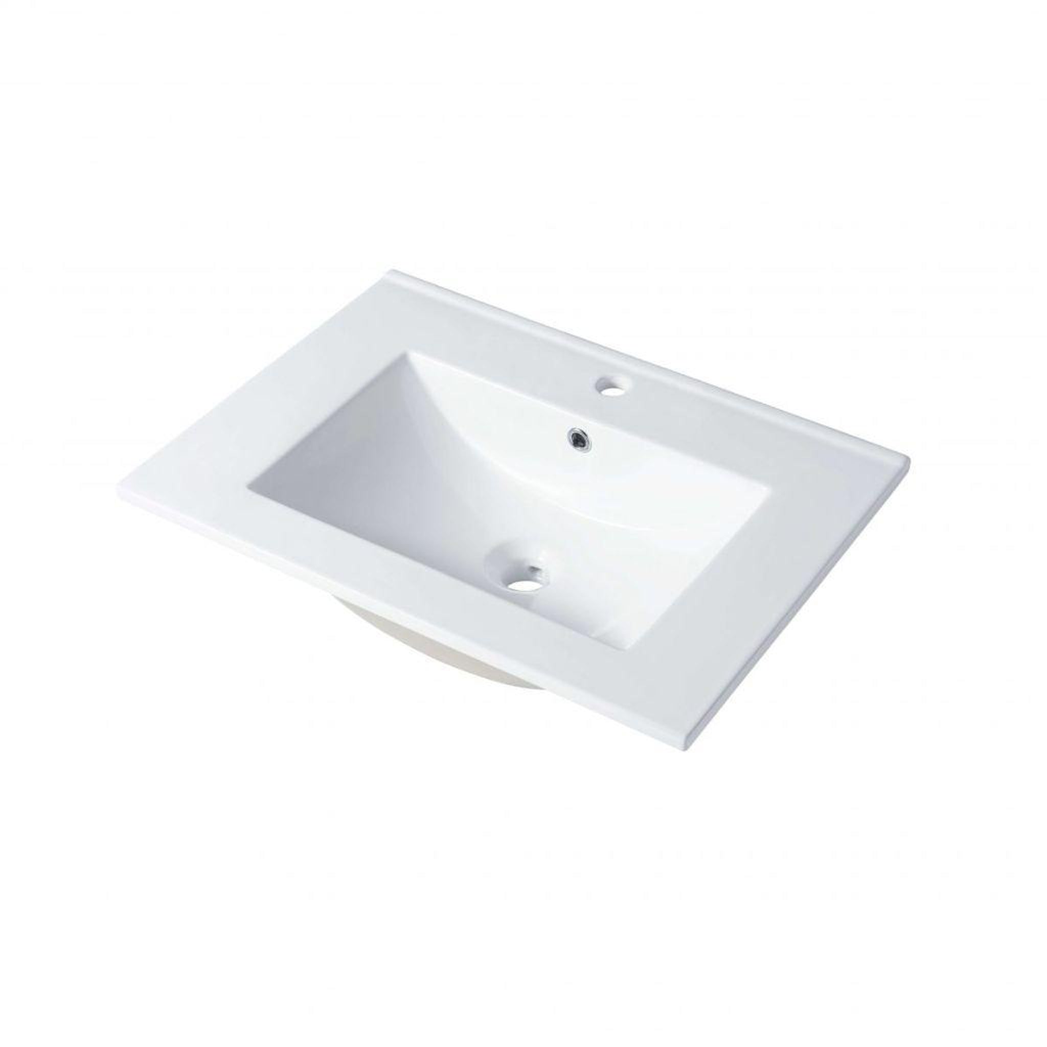 Blossom, Blossom Sydney 24" x 18" White Rectangular Ceramic Vanity Top With Integrated Single Sink And Overflow