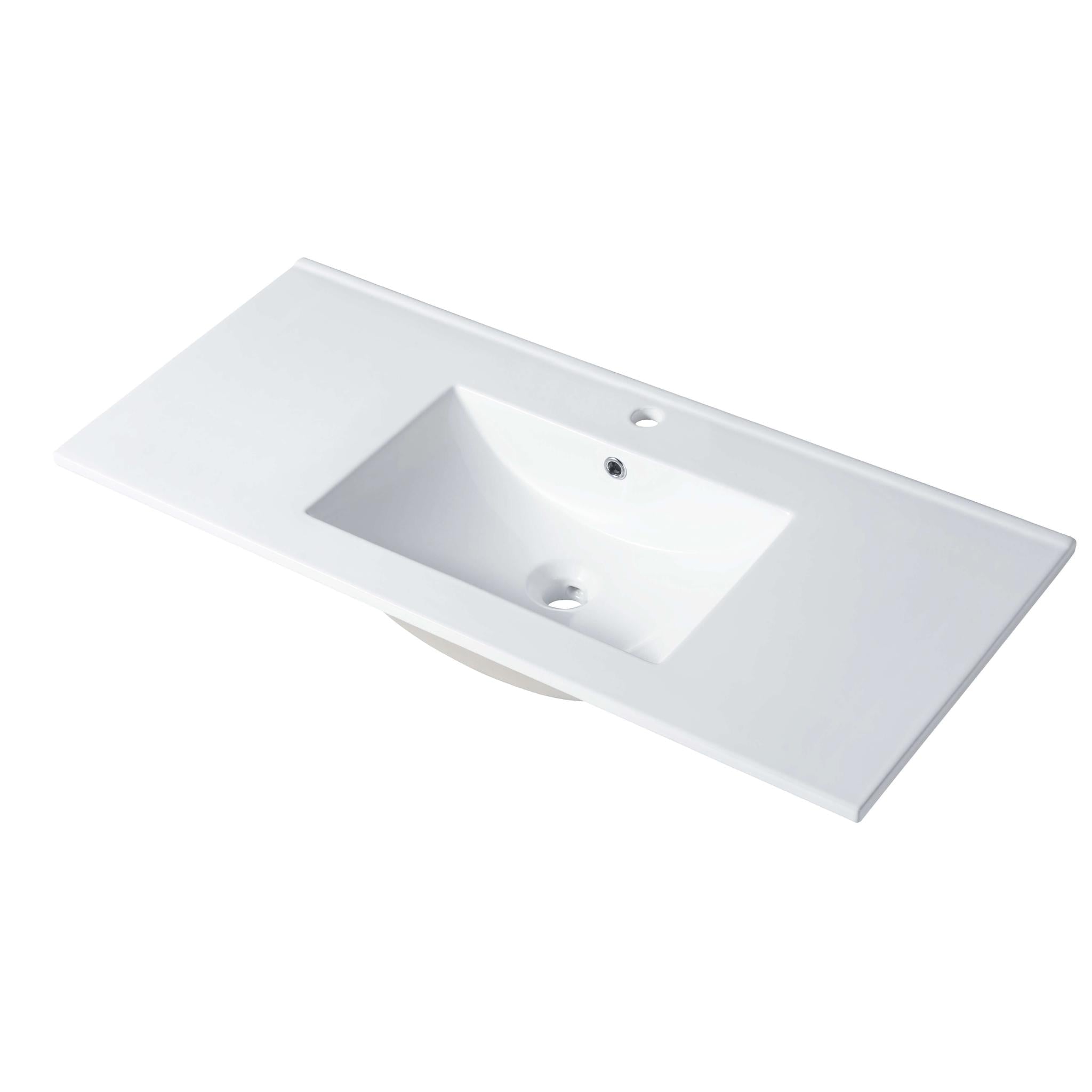 Blossom, Blossom Sydney 48" x 18" White Rectangular Ceramic Vanity Top With Integrated Single Sink And Overflow