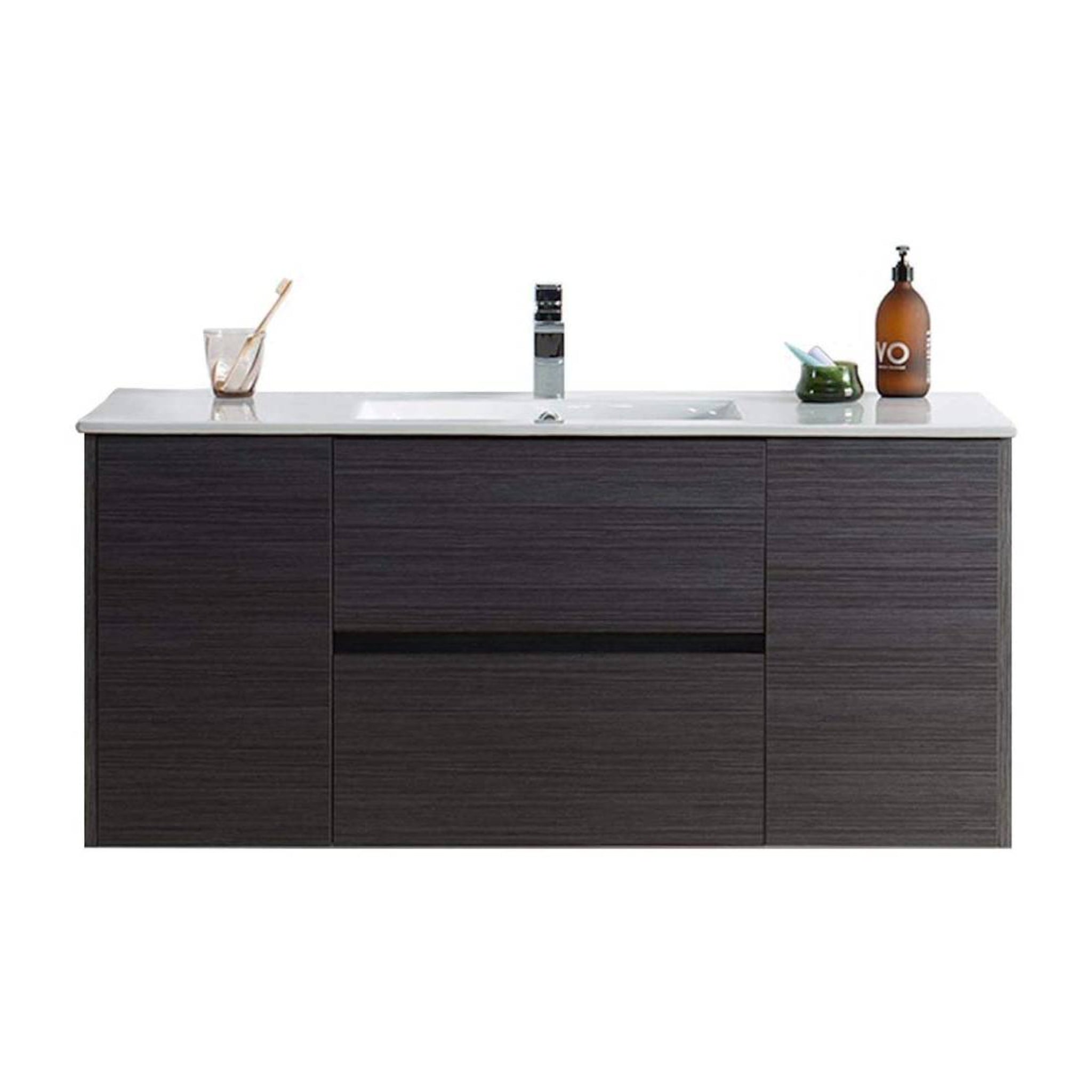 Blossom, Blossom Valencia 48" 2-Door 2-Drawer Silver Gray Wall-Mounted Vanity Set With Ceramic Top and Integrated Single Sink