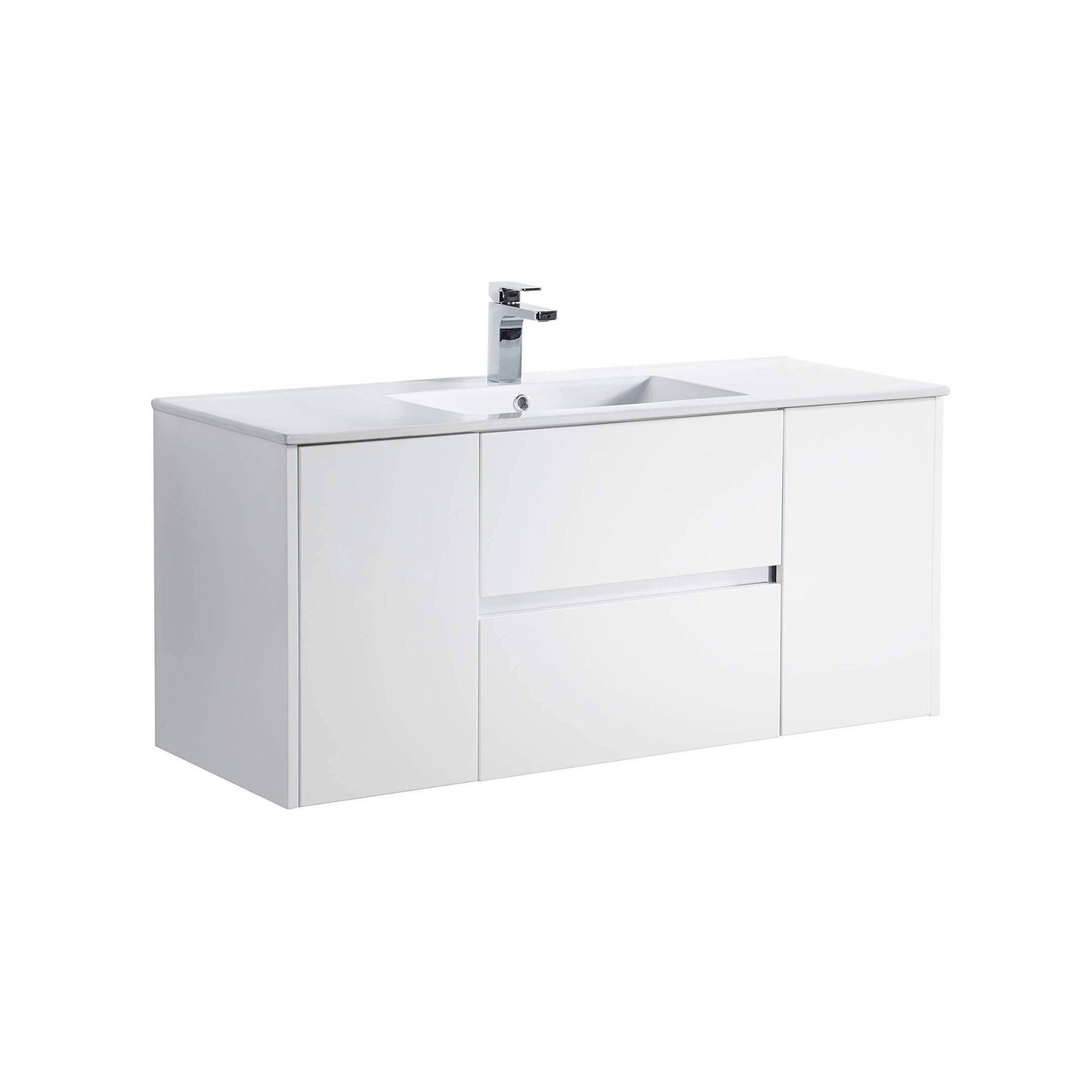 Blossom, Blossom Valencia 48" 2-Door 2-Drawer White Wall-Mounted Vanity Base