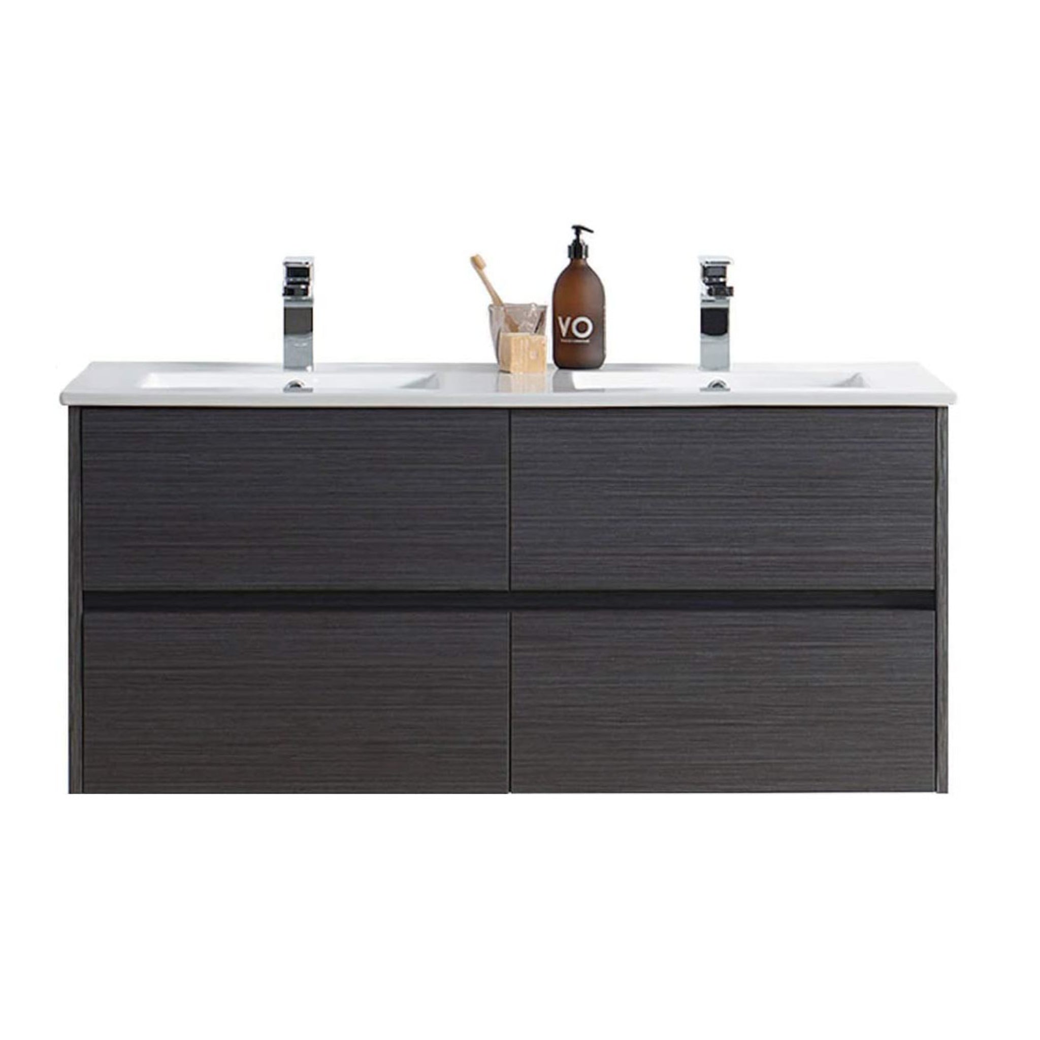 Blossom, Blossom Valencia 48" 2-Drawer Silver Gray Wall-Mounted Vanity Set With Ceramic Top and Integrated Single Sink