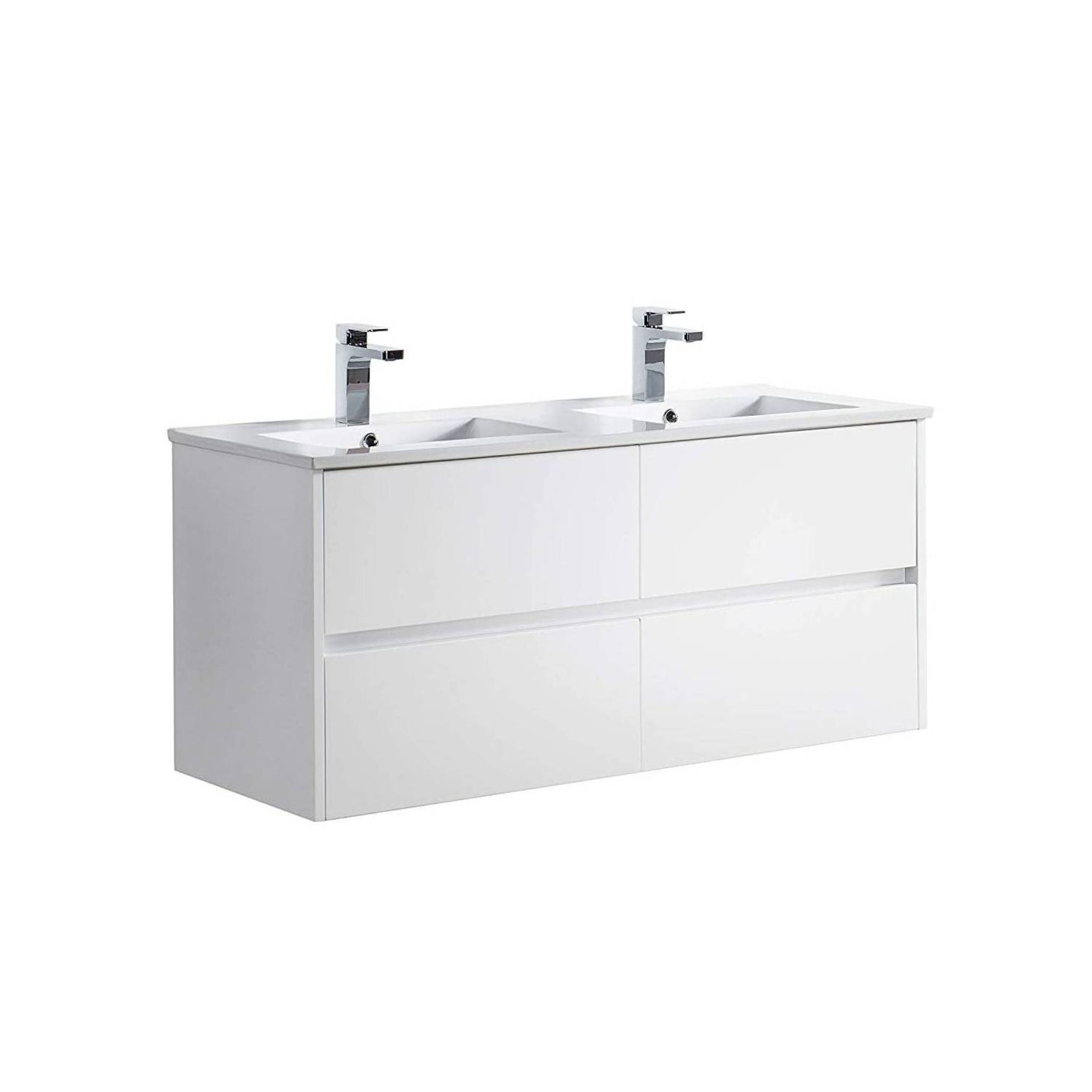 Blossom, Blossom Valencia 48" 2-Drawer White Wall-Mounted Vanity Base