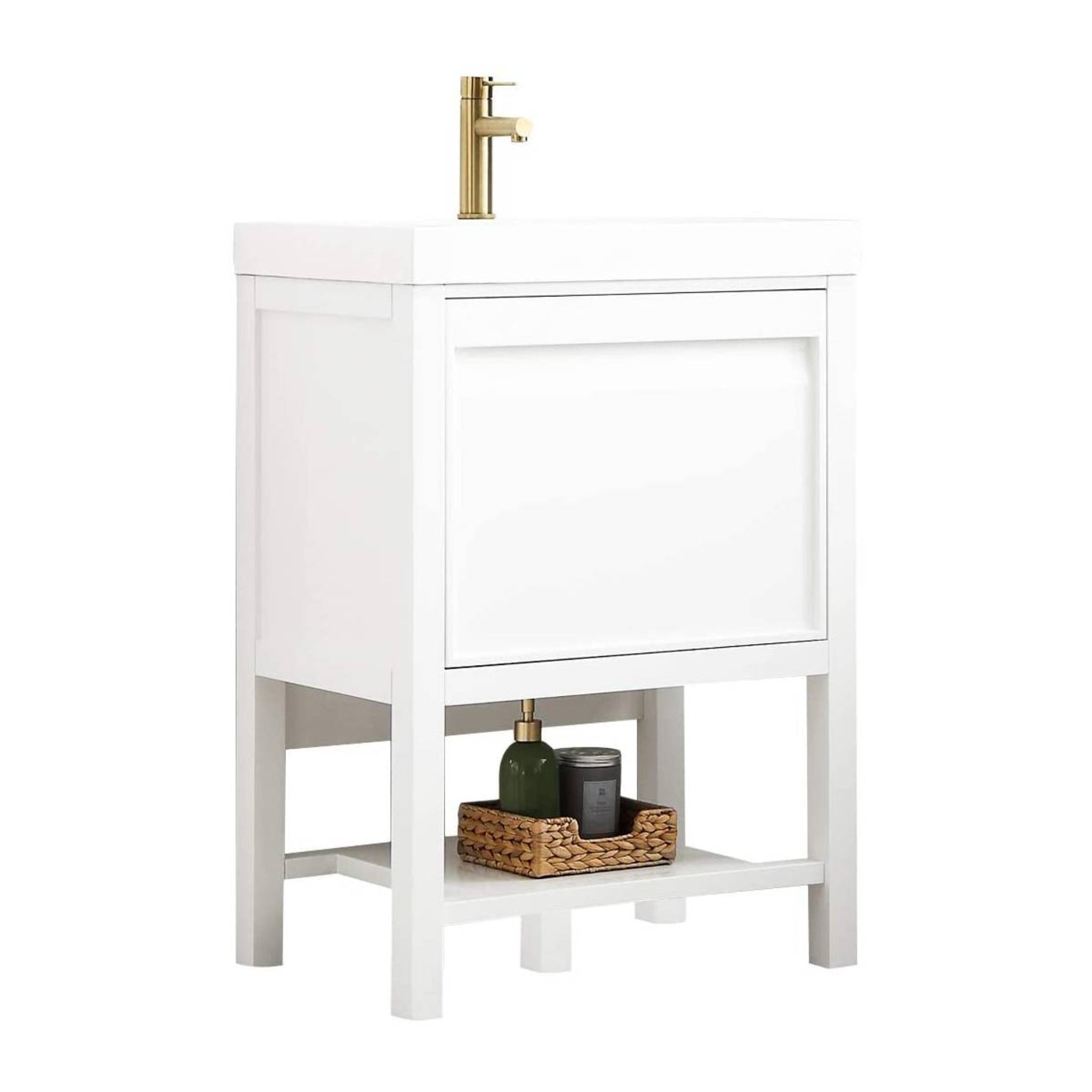 Blossom, Blossom Vienna 24" 1-Drawer Matte White Freestanding Vanity Set With Acrylic Drop-In Single Sink