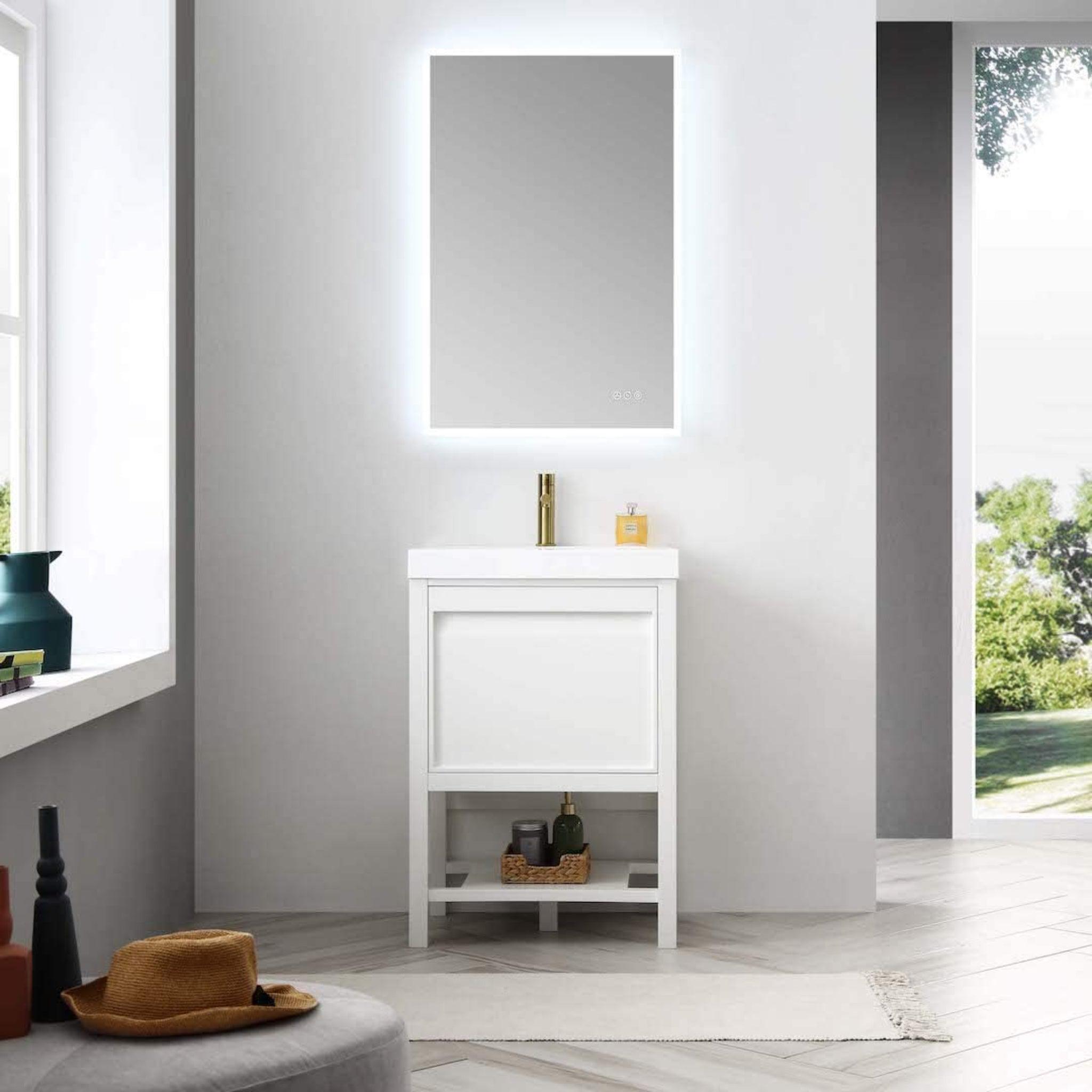 Blossom, Blossom Vienna 24" 1-Drawer Matte White Freestanding Vanity Set With Acrylic Drop-In Single Sink