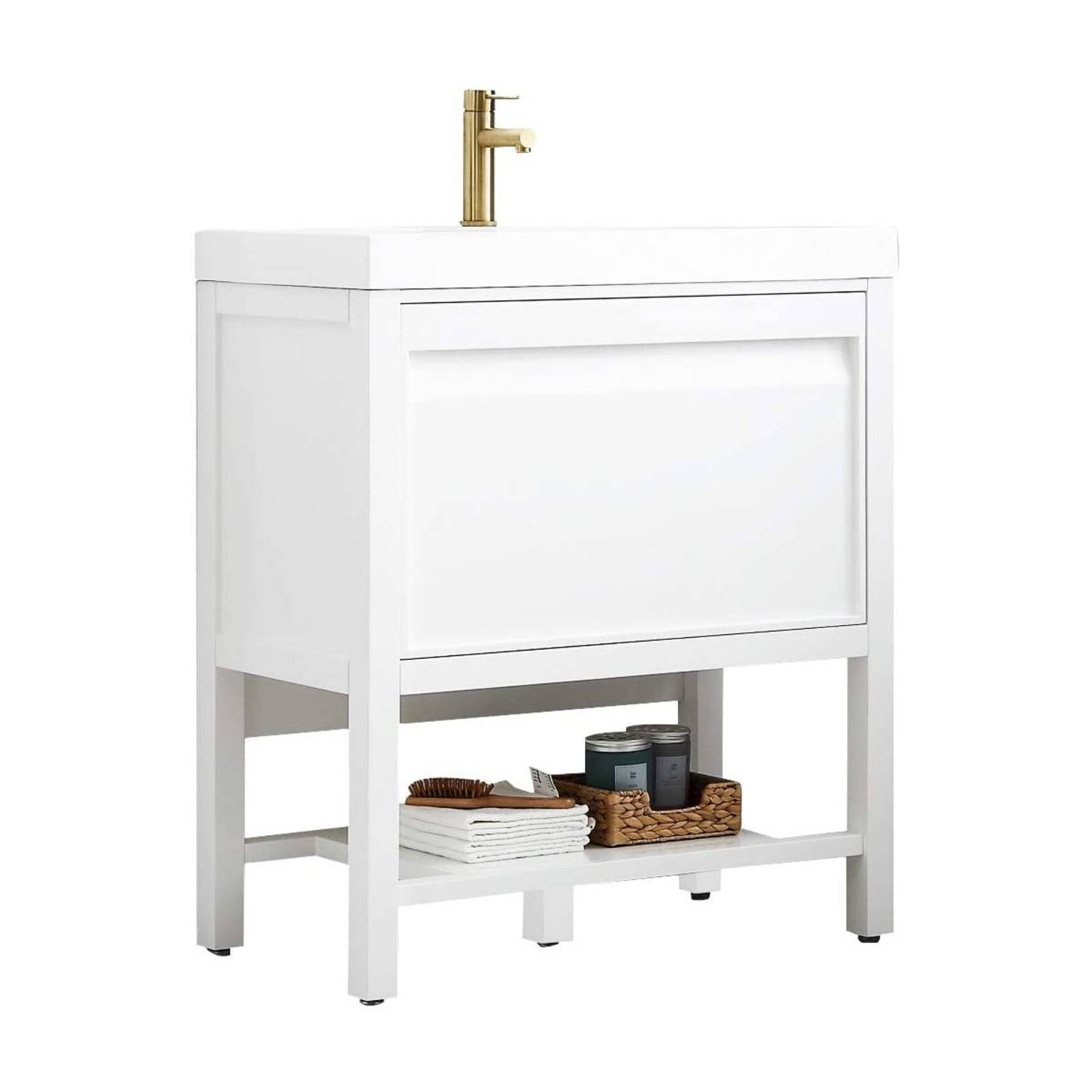 Blossom, Blossom Vienna 30" 1-Drawer Matte White Freestanding Vanity Set With Acrylic Drop-In Single Sink