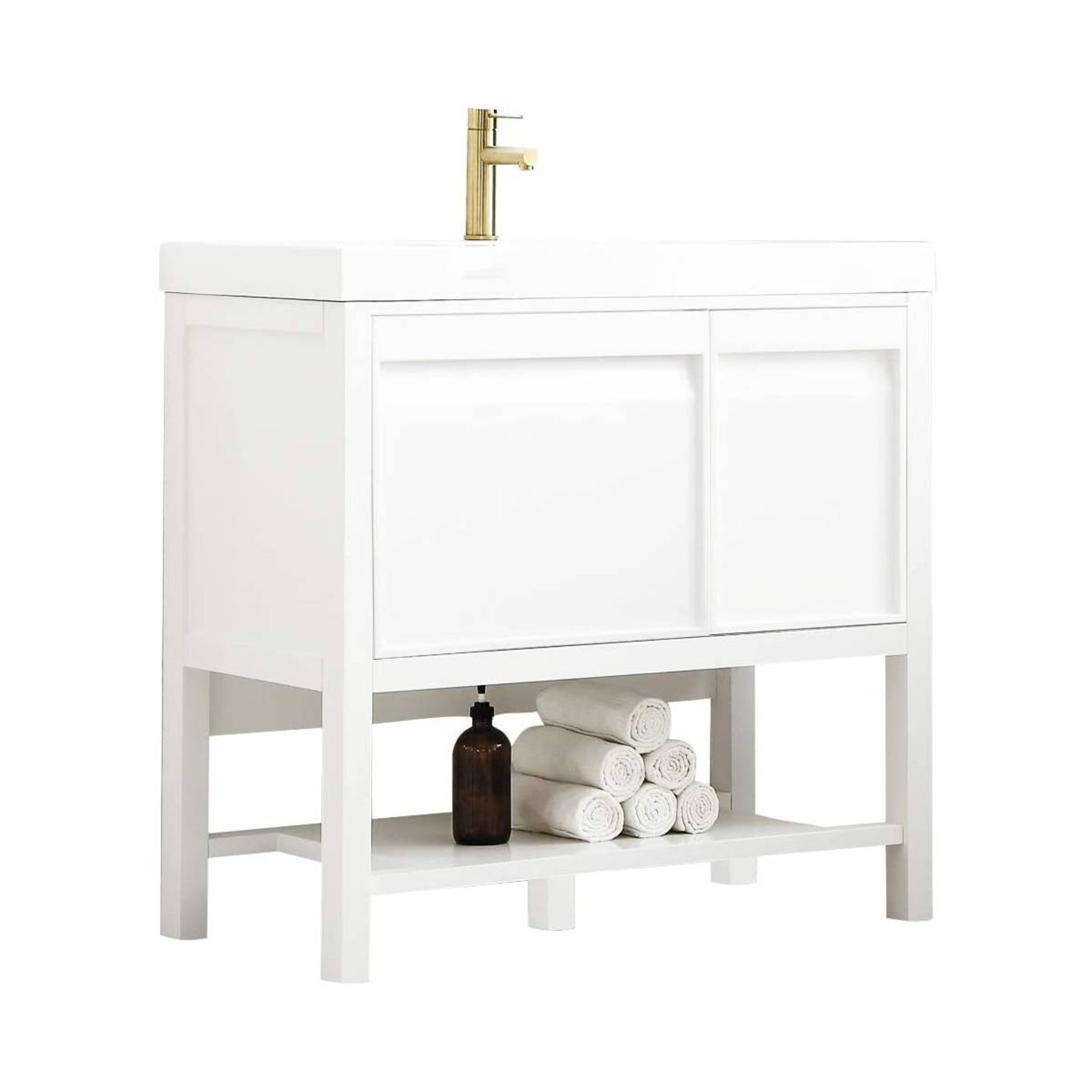 Blossom, Blossom Vienna 36" 1-Door 1-Drawer Matte White Freestanding Vanity Base