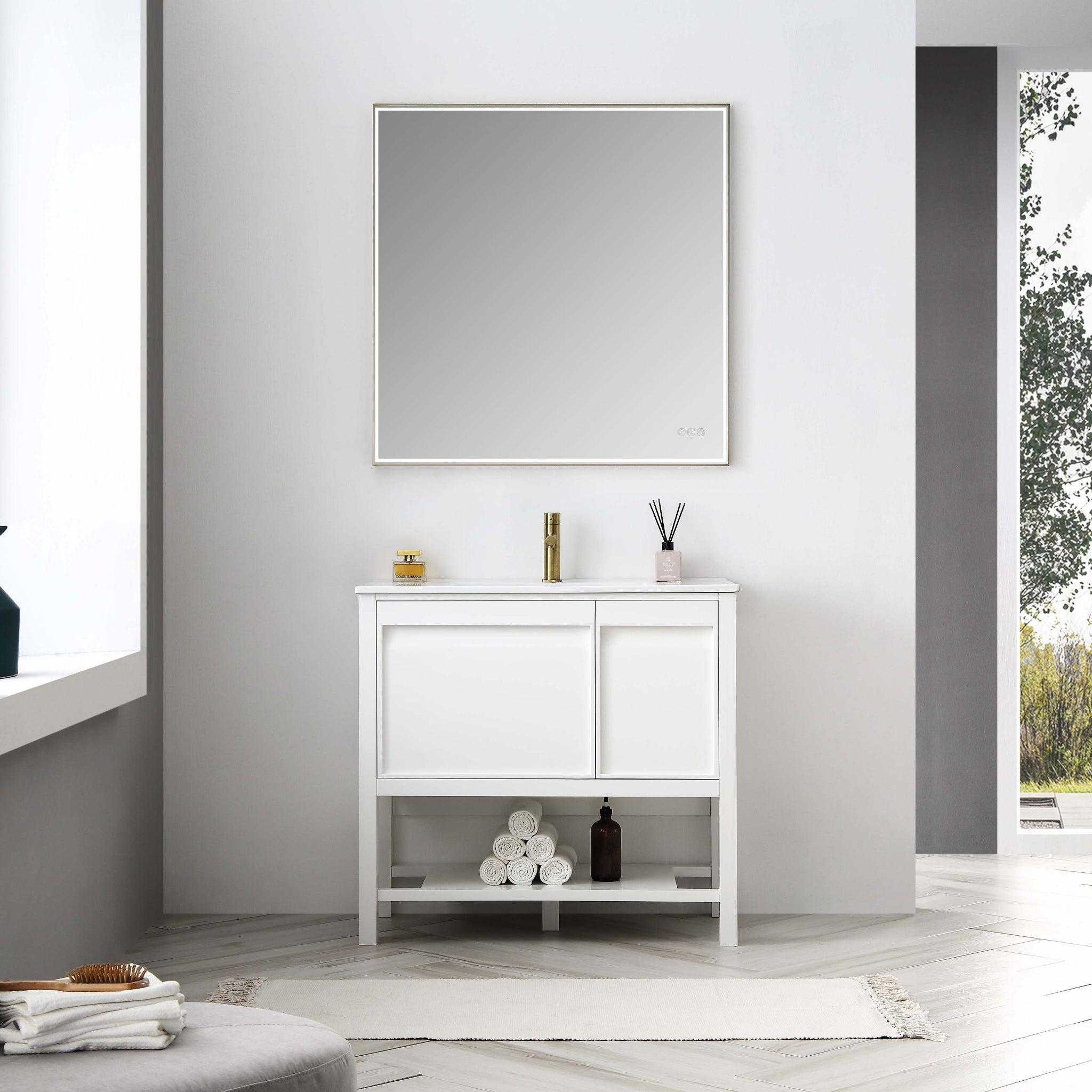 Blossom, Blossom Vienna 36" 1-Door 1-Drawer Matte White Freestanding Vanity Base