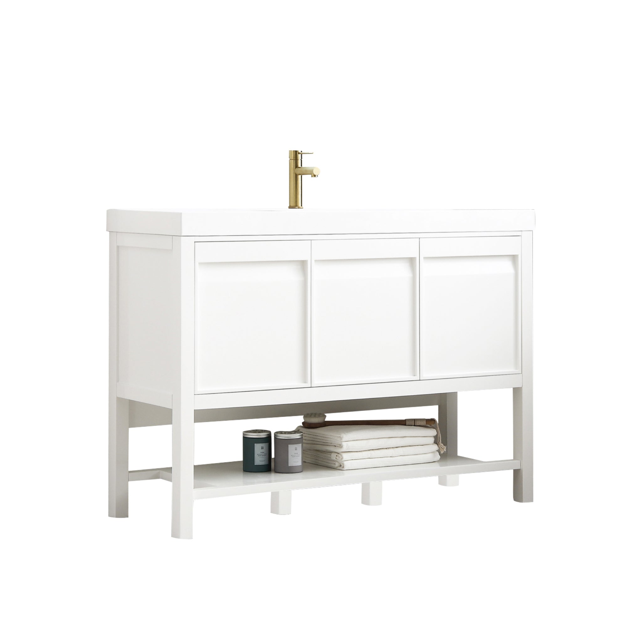 Blossom, Blossom Vienna 48" 3-Drawer Matte White Freestanding Vanity Set With Acrylic Drop-In Single Sink