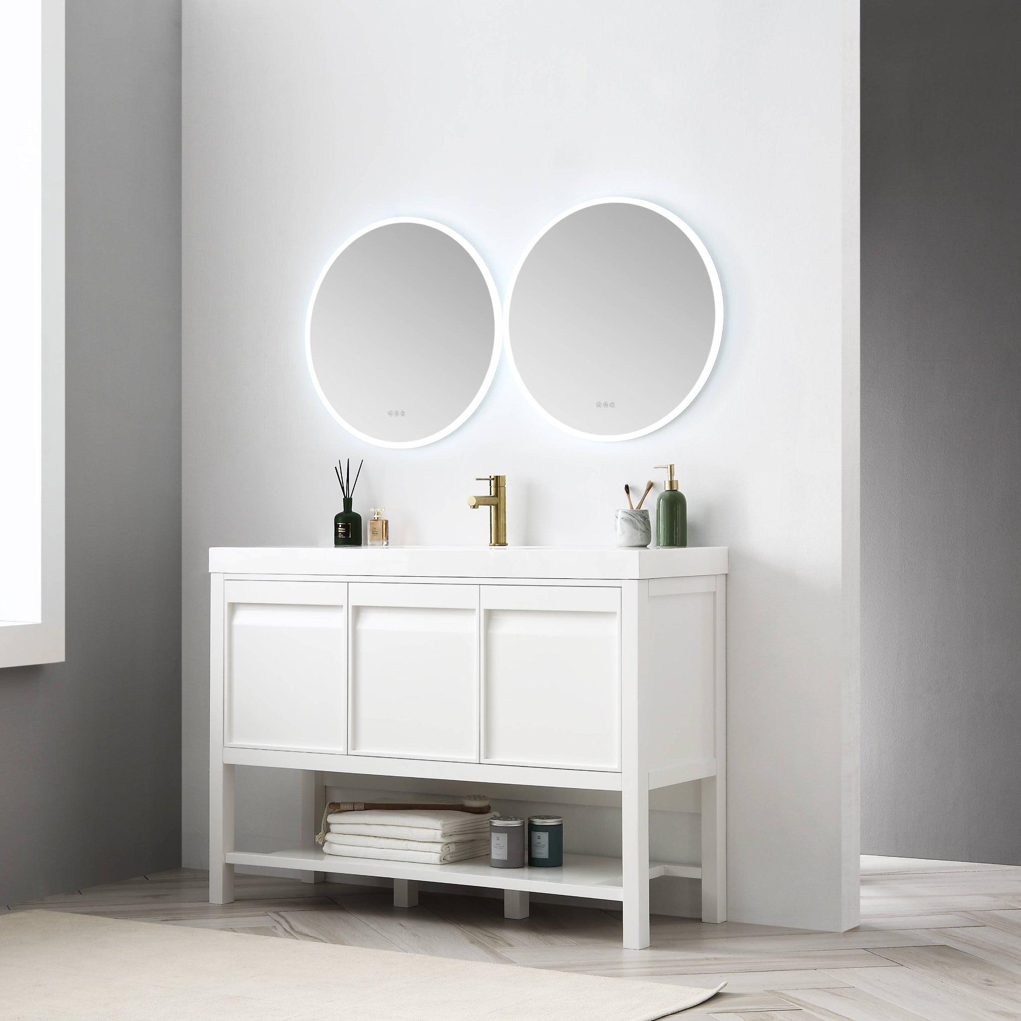 Blossom, Blossom Vienna 48" 3-Drawer Matte White Freestanding Vanity Set With Acrylic Drop-In Single Sink