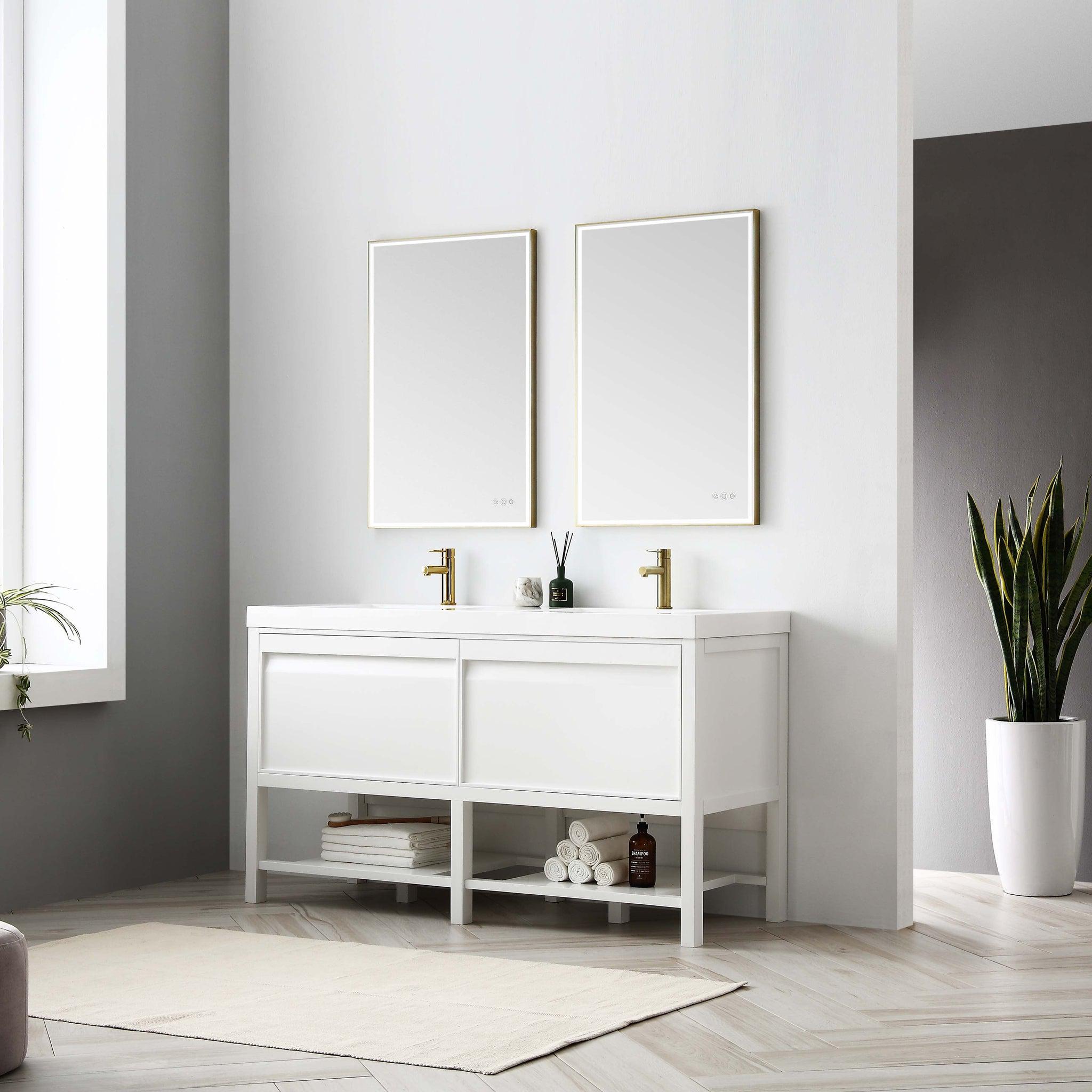 Blossom, Blossom Vienna 60" 2-Drawer Matte White Freestanding Vanity Base