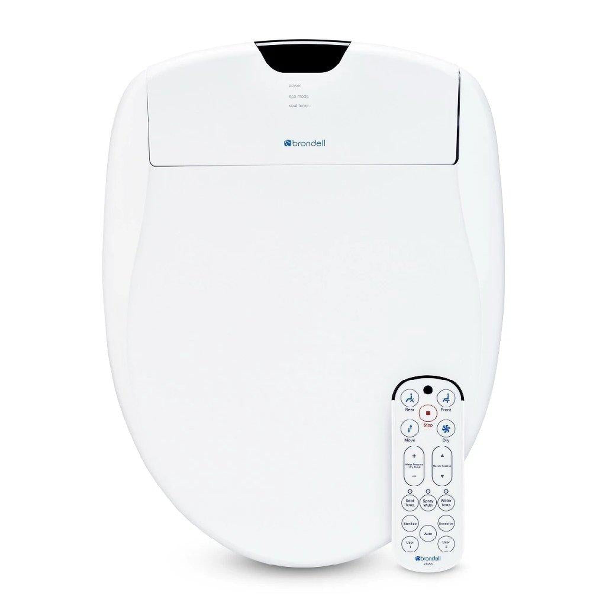 Brondell, Brondell Swash 1400 19.55" White Round Electric Luxury Bidet Toilet Seat With Wireless Remote Control