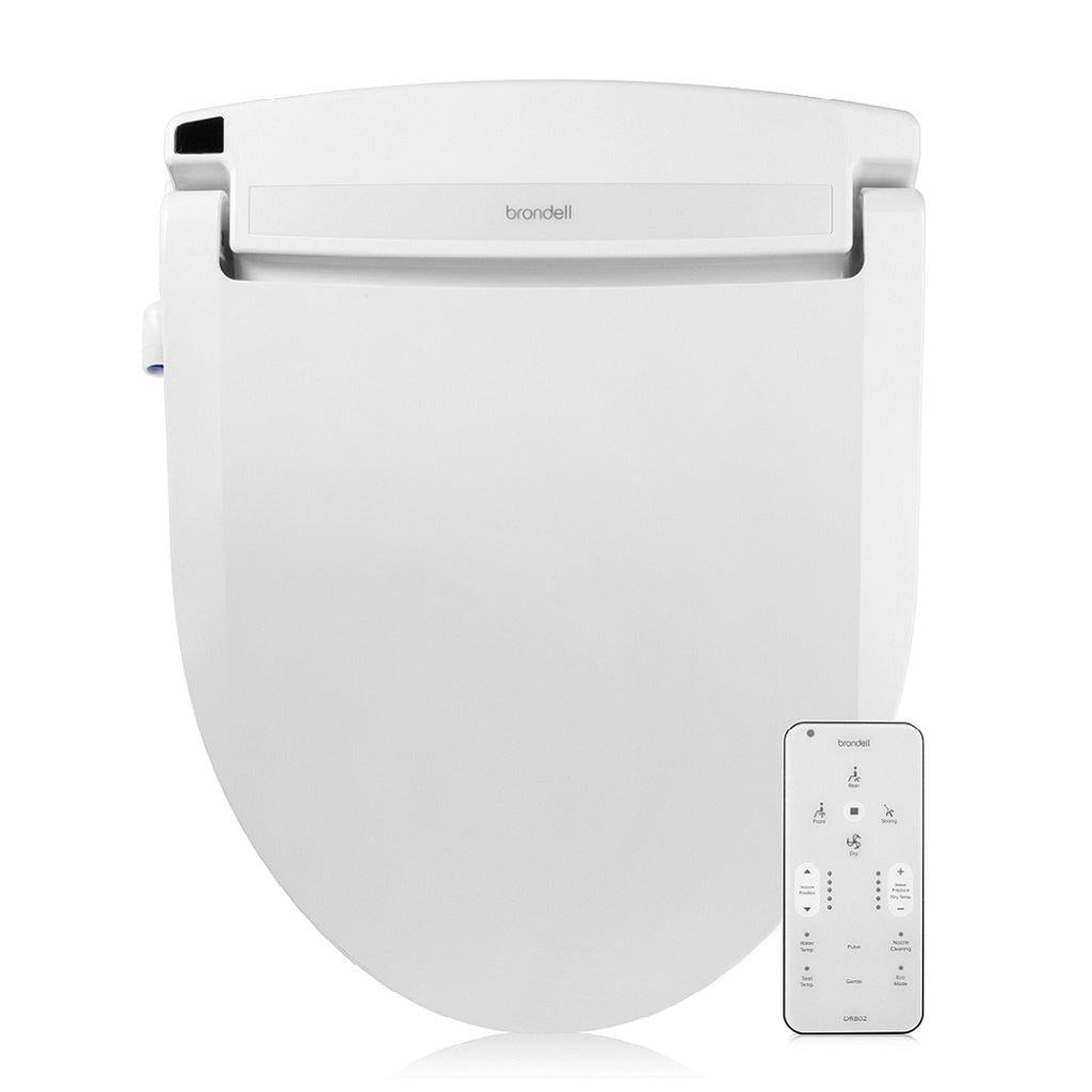 Brondell, Brondell Swash Select DR802 19.5" White Round Electric Luxury Bidet Toilet Seat With Wireless Remote Control