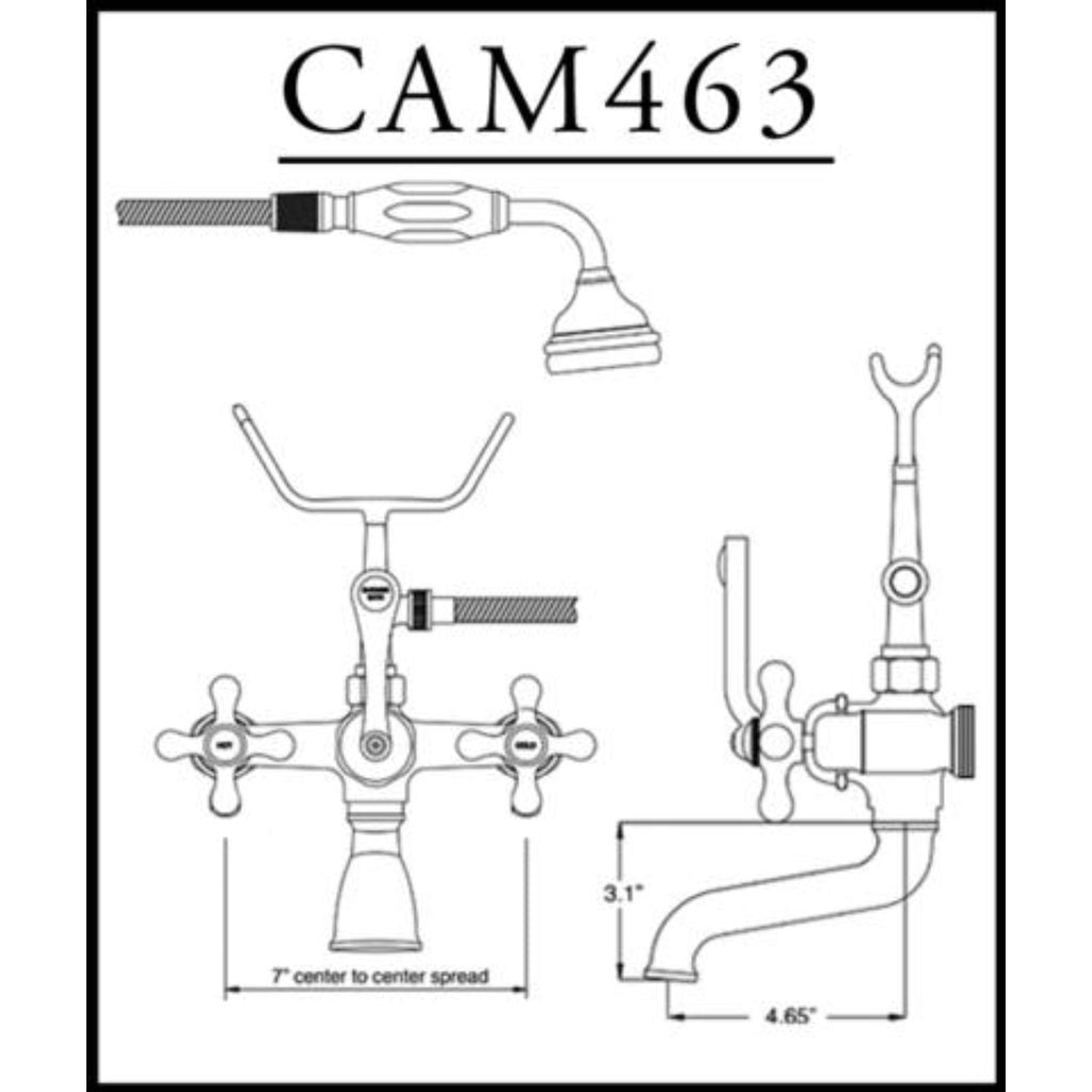 Cambridge Plumbing, Cambridge Plumbing 2" Risers Brushed Nickel Deck Mount British Telephone Style Faucet With Hand Held Shower