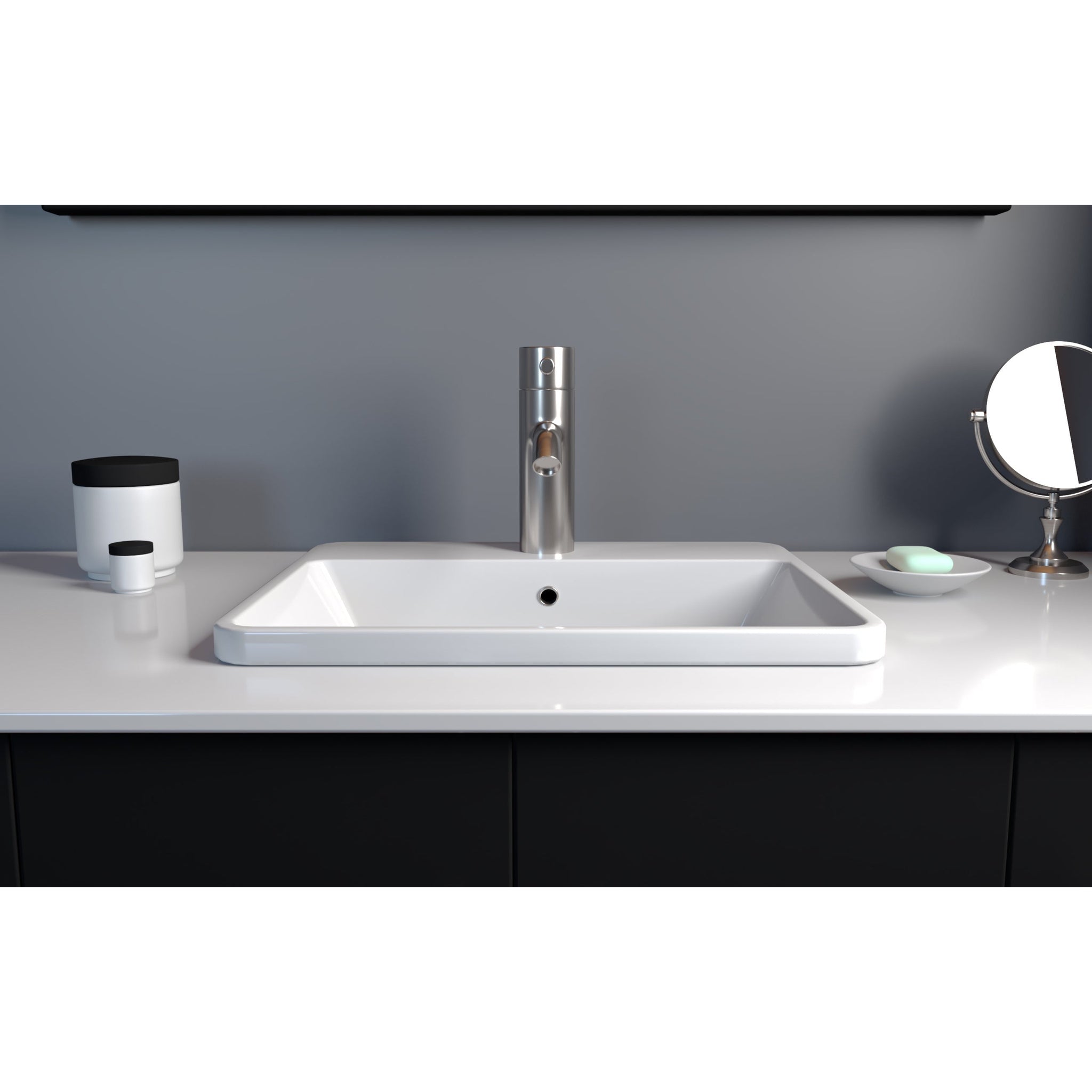 Cambridge Plumbing, Cambridge Plumbing 21" White Mineral Composite Single Recessed Bathroom Sink