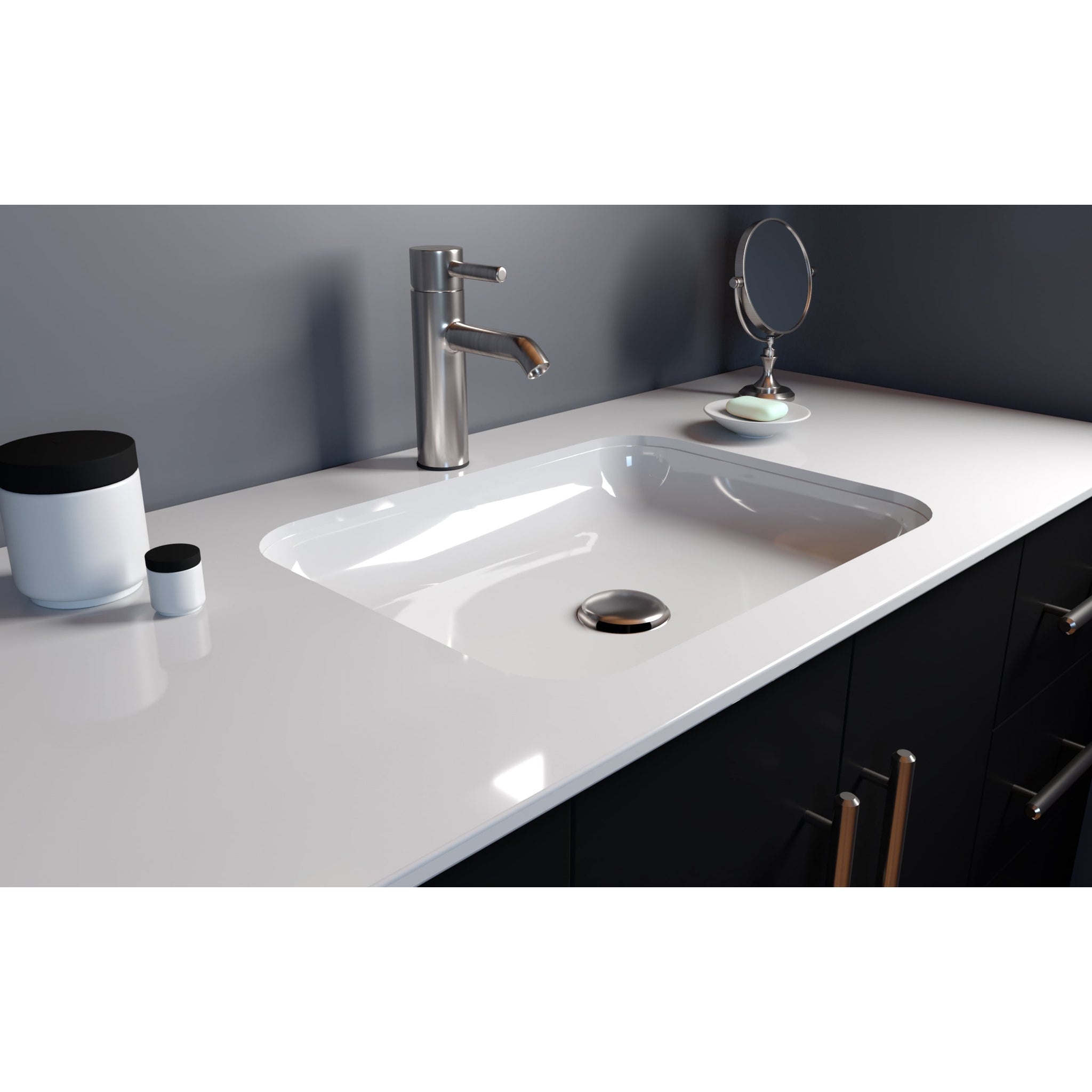 Cambridge Plumbing, Cambridge Plumbing 21" White Mineral Composite Undermount Bathroom Sink