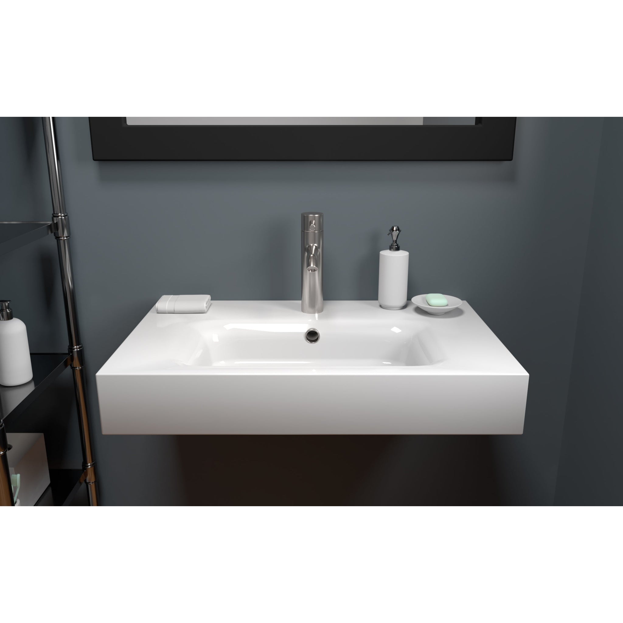 Cambridge Plumbing, Cambridge Plumbing 32" White Mineral Composite Wall Mounted Bathroom Sink