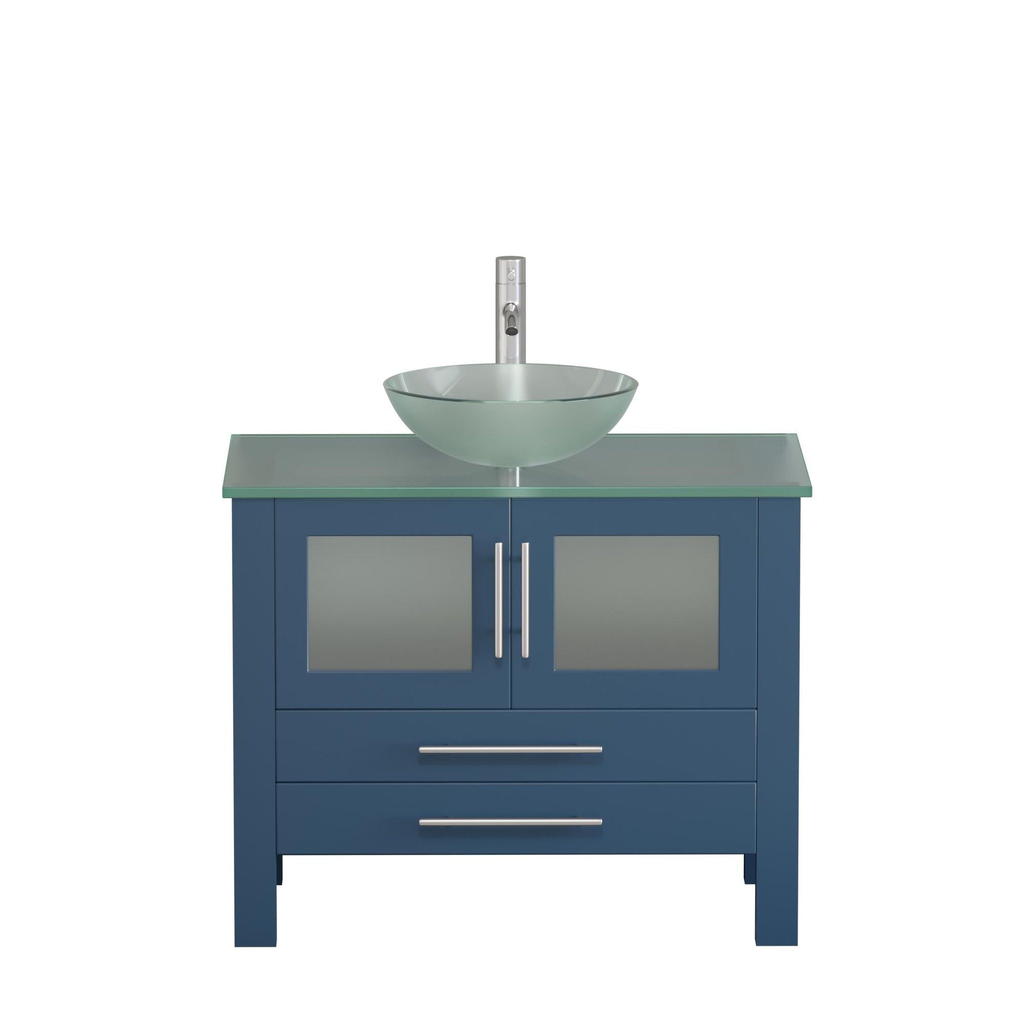 Cambridge Plumbing, Cambridge Plumbing 36" Modern Wood and Glass Vanity with Polished Chrome Plumbing-8111BS-CP