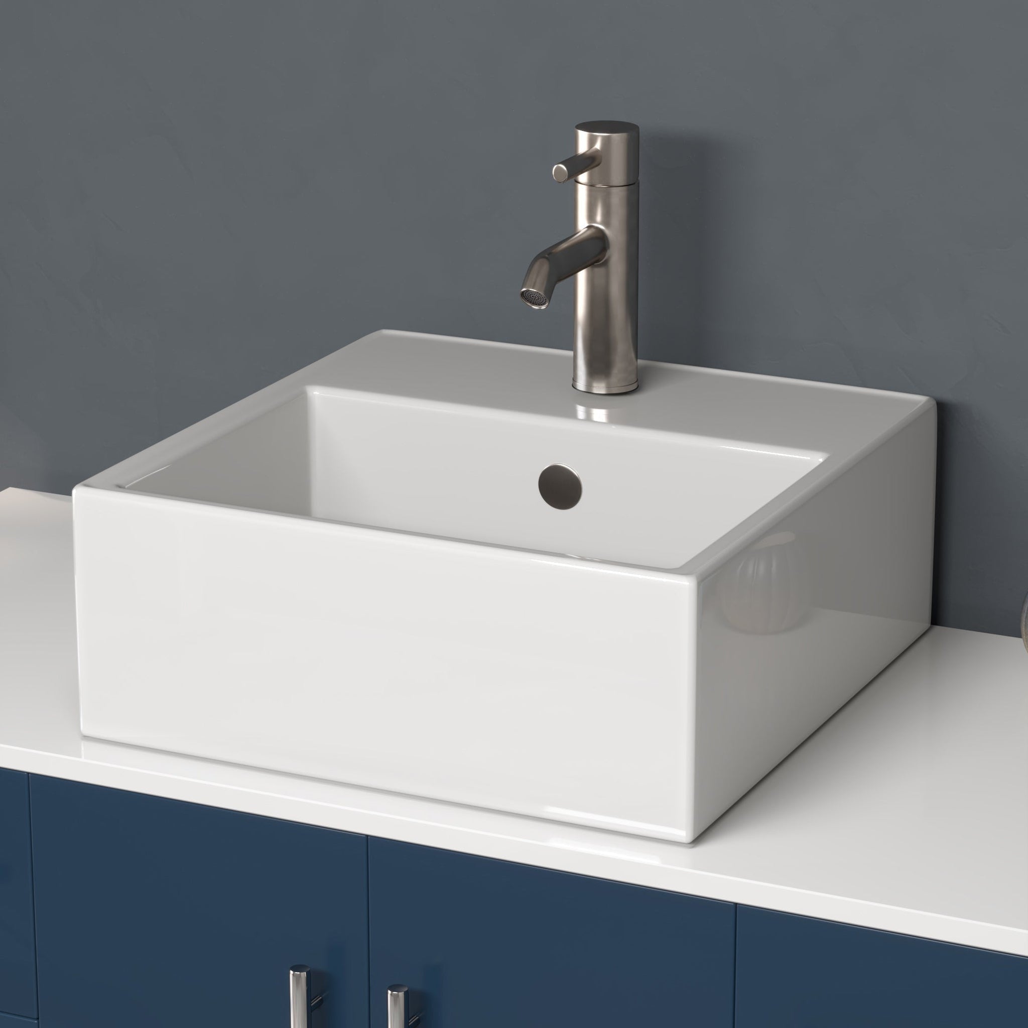 Cambridge Plumbing, Cambridge Plumbing 48" Modern Wood and Porcelain Vanity with Brushed Nickel Plumbing-8116S-BN