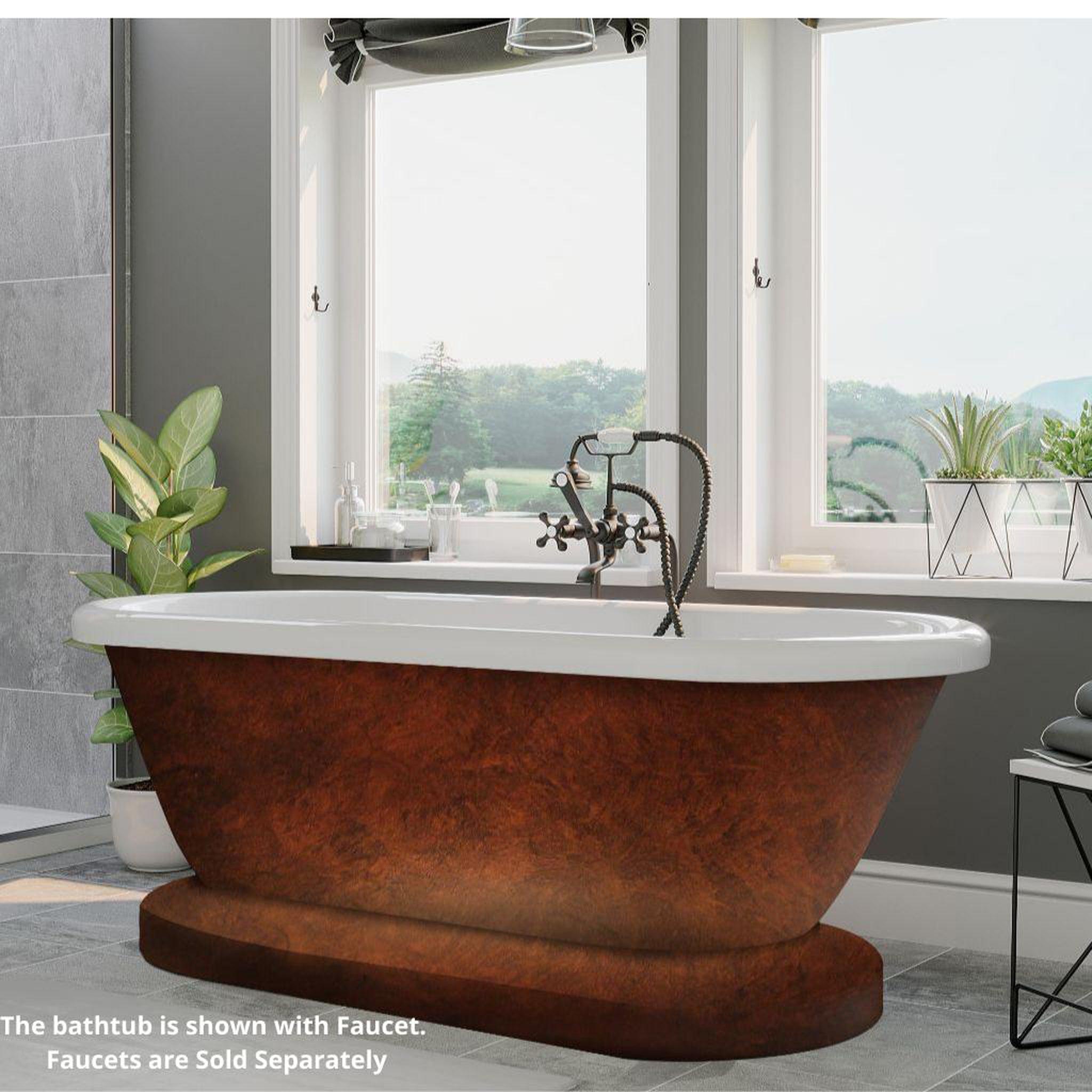 Cambridge Plumbing, Cambridge Plumbing 60" Hand Painted Copper Bronze Acrylic Double Ended Pedestal Bathtub With No Faucet Holes