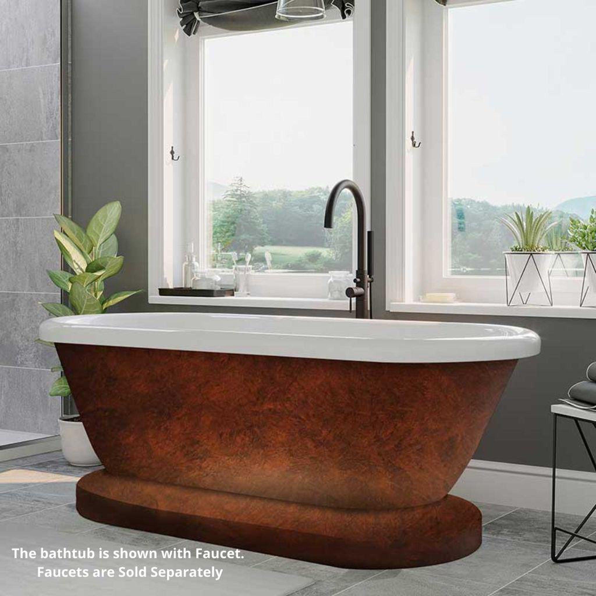 Cambridge Plumbing, Cambridge Plumbing 60" Hand Painted Copper Bronze Acrylic Double Ended Pedestal Bathtub With No Faucet Holes