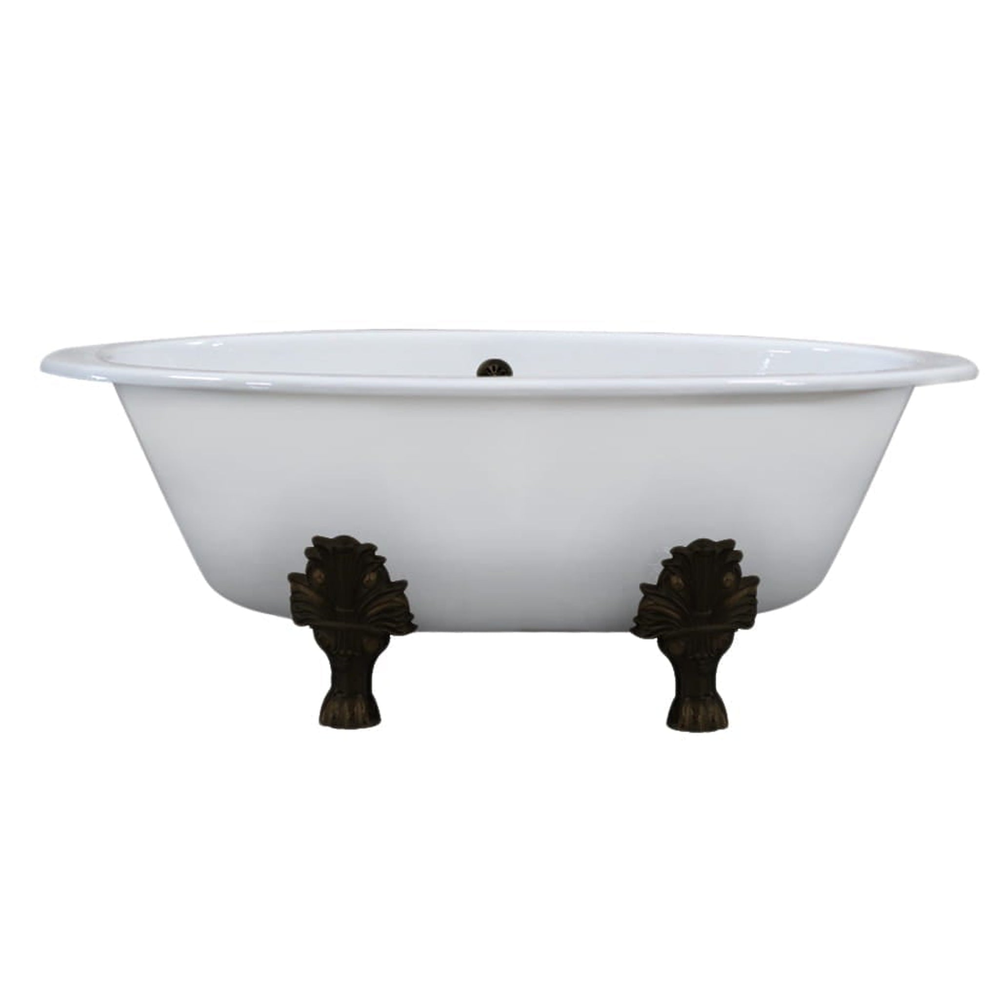 Cambridge Plumbing, Cambridge Plumbing 66" White Cast Iron Double Ended Clawfoot Bathtub With No Faucet Holes With Oil Rubbed Bronze Feet